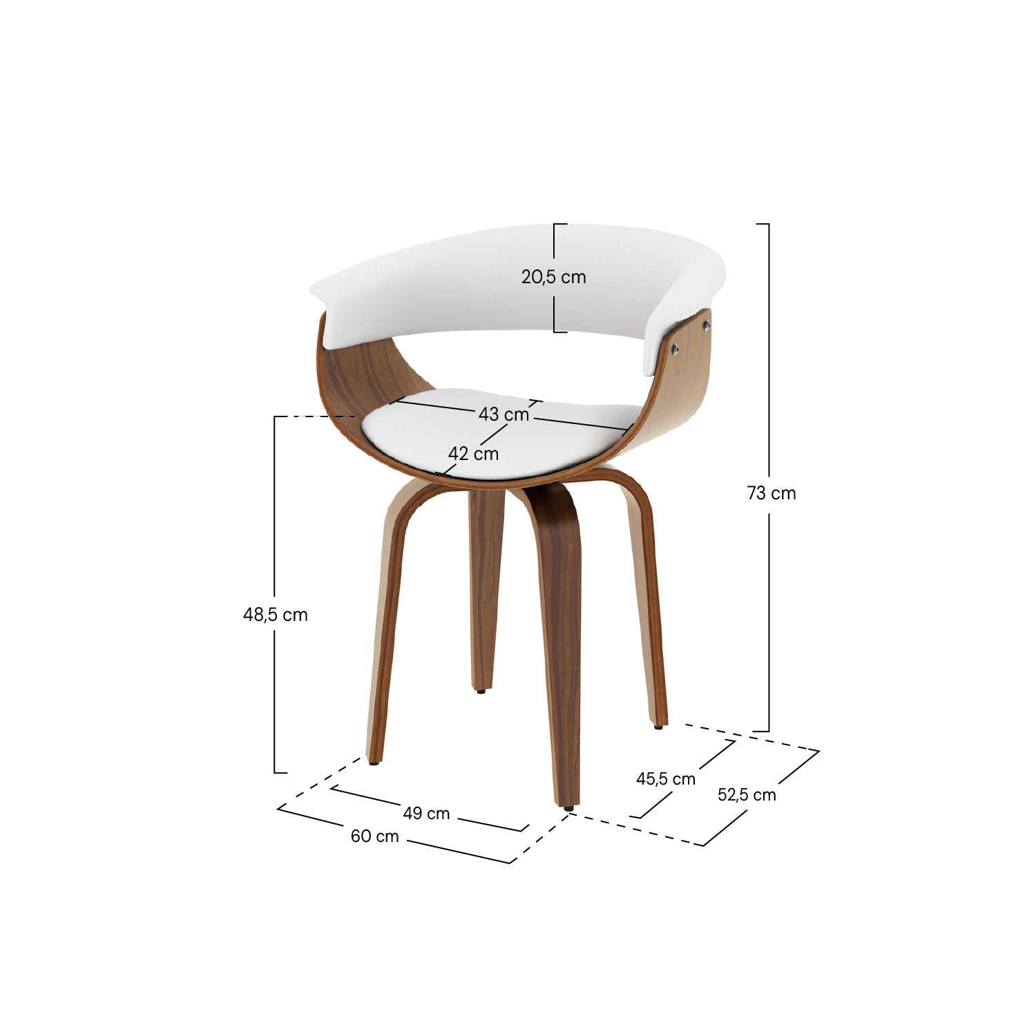 Chaise blanche Piada avec accoudoirs