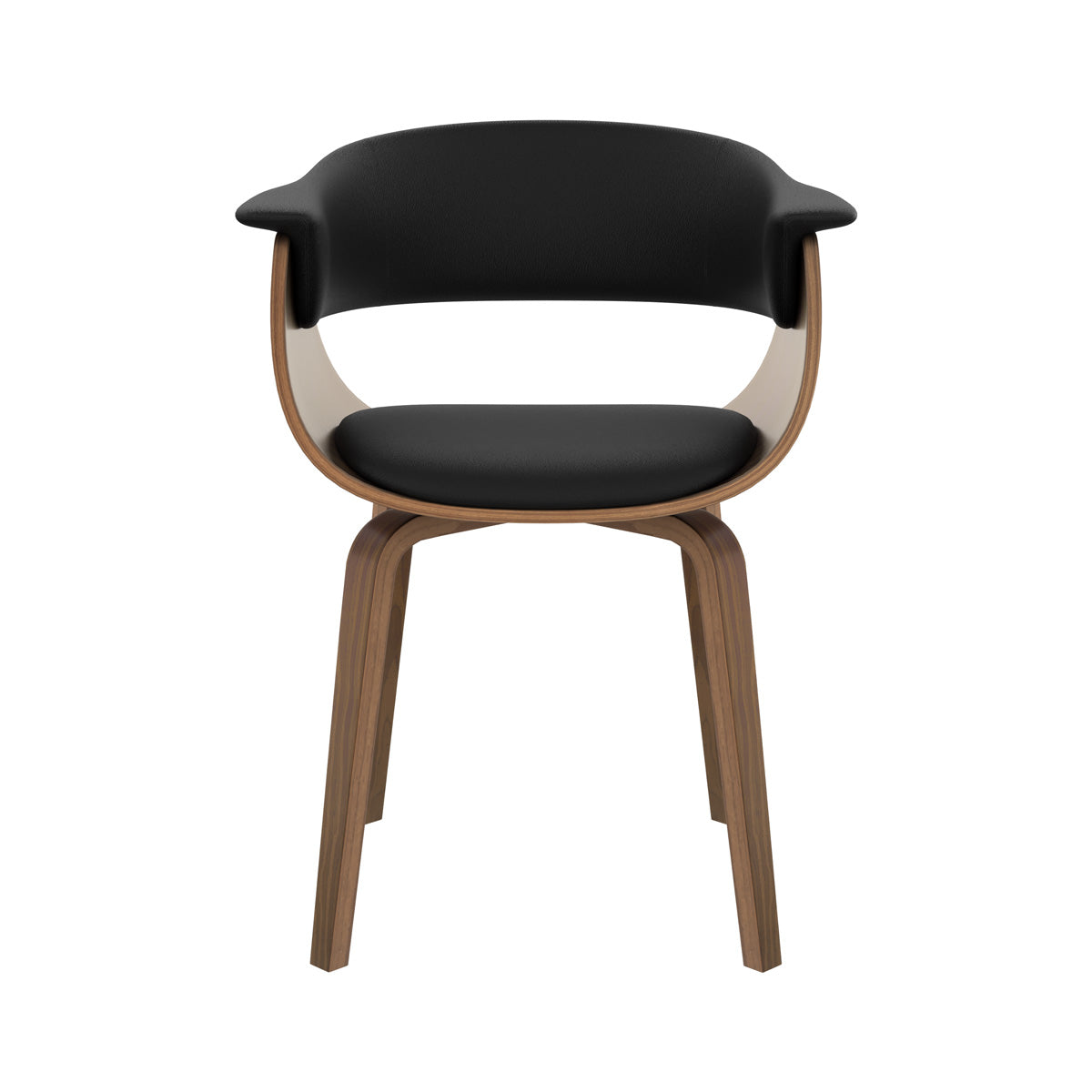 chaise en cuir synthetique noir et bois basile