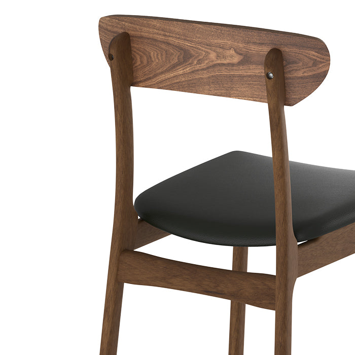 chaise en cuir synthetique noir et bois clair lot de 2 lana