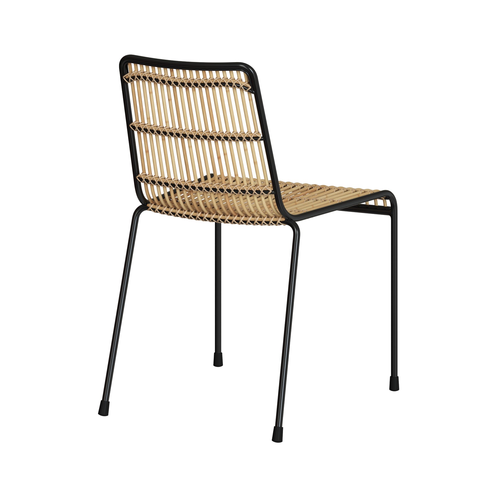 chaise en metal noir et rotin jouve