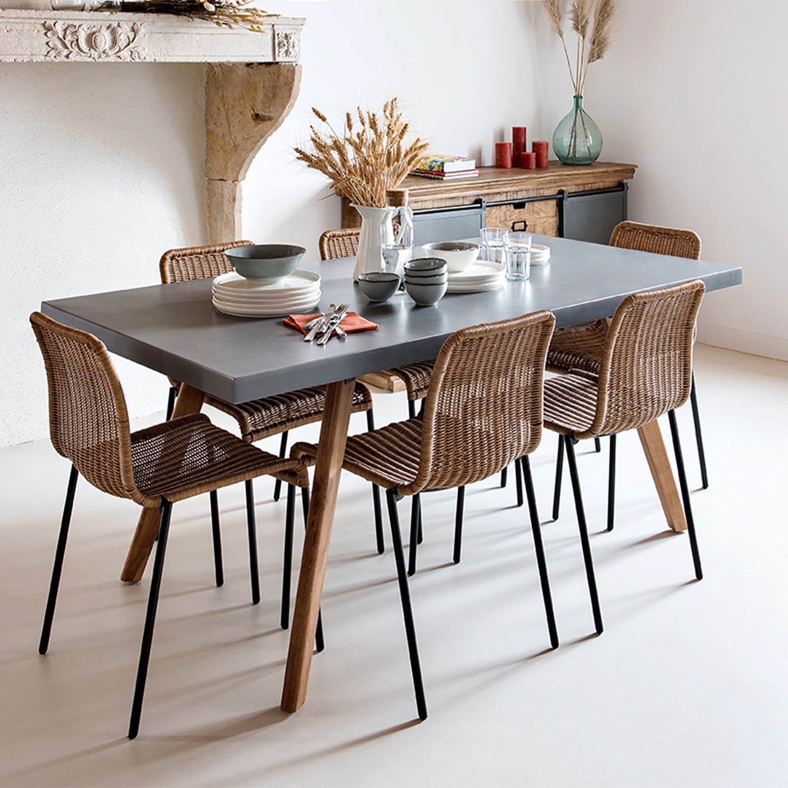 chaise en resine naturelle tressee lot de 2 sirivana jardin