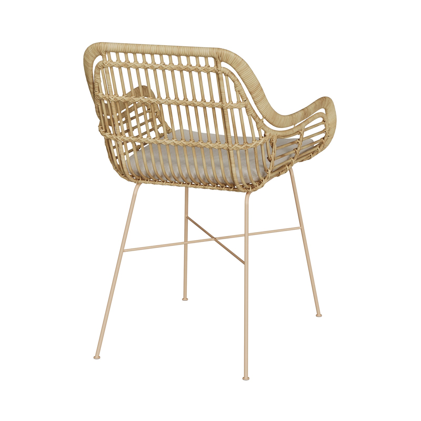 chaise en rotin chiloe pieds metal beige coussin beige