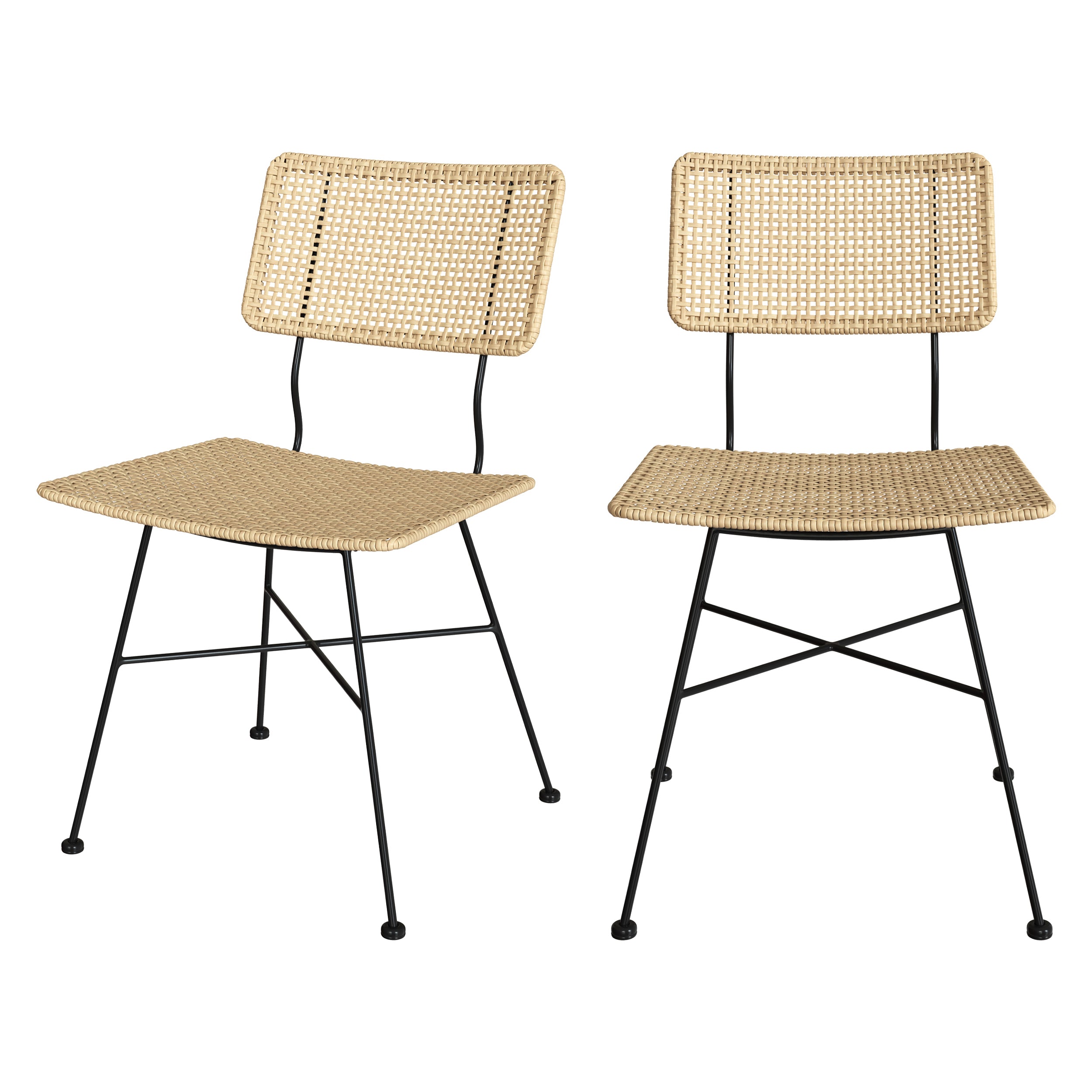 chaise en rotin et pieds en metal borga