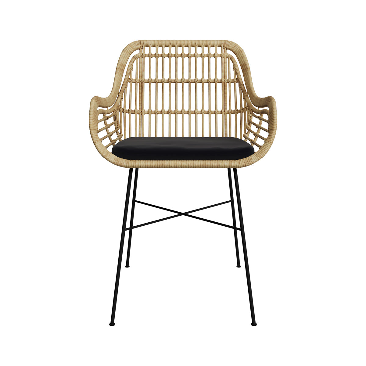 chaise en rotin et pieds en metal chiloe