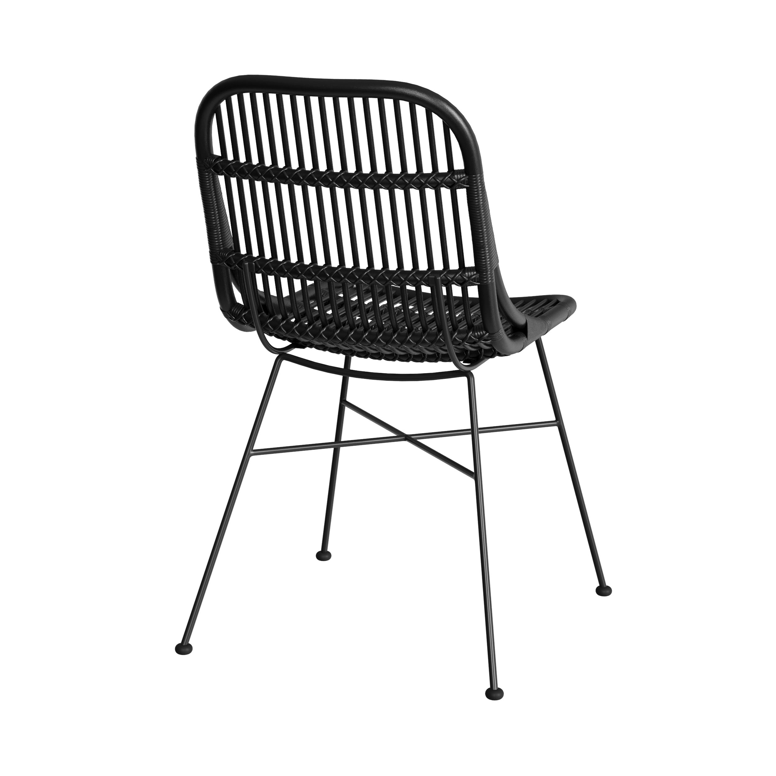 chaise en rotin et pieds en metal noir lot de 2 moon