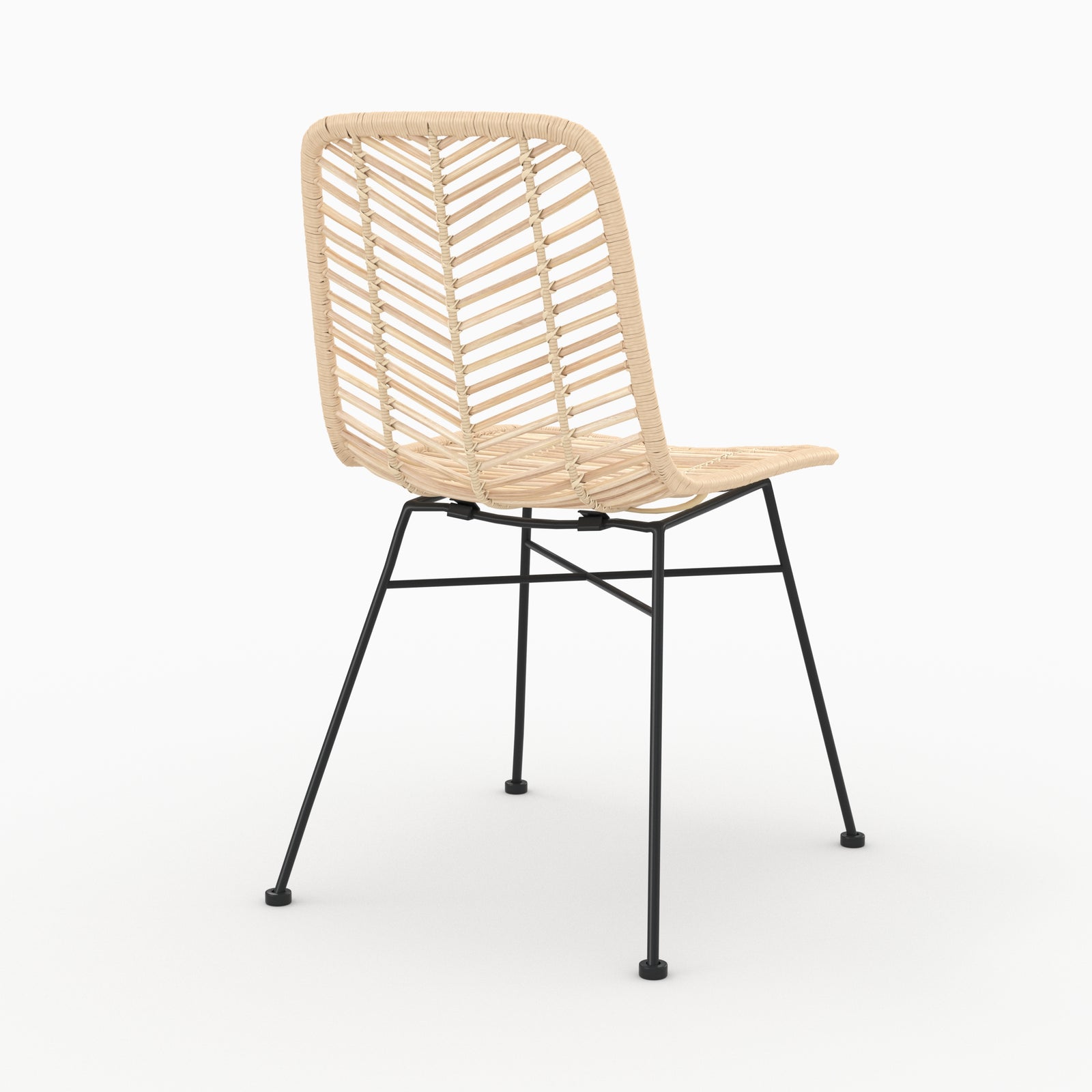 chaise en rotin naturel pieds noirs lot de 2 tamara