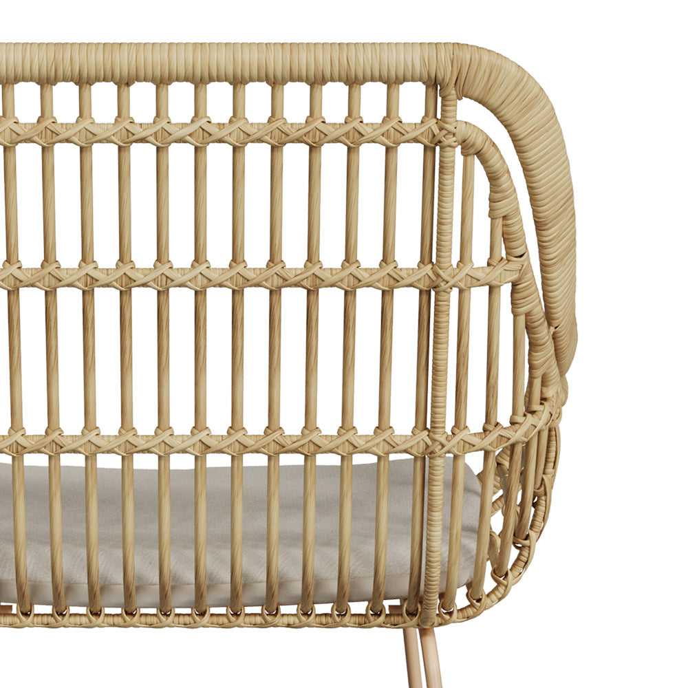 chaise en rotin pieds et coussin beige chiloe