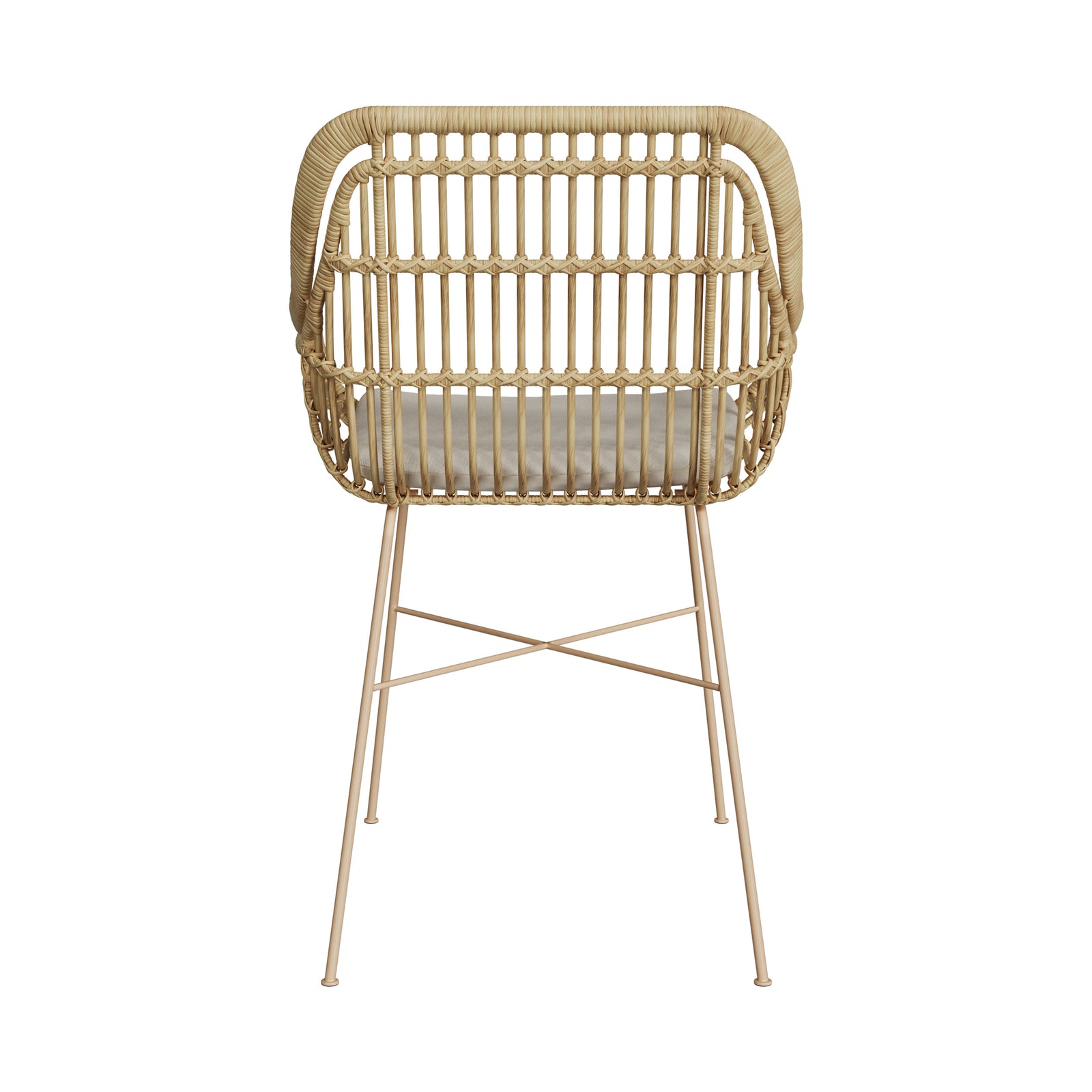 chaise en rotin pieds metal beige coussin beige chiloe