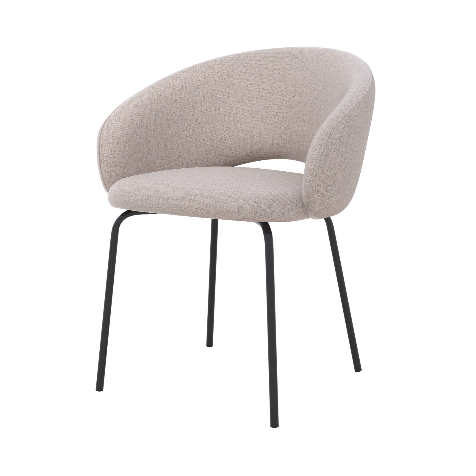 chaise en tissu beige chine milly fond blanc