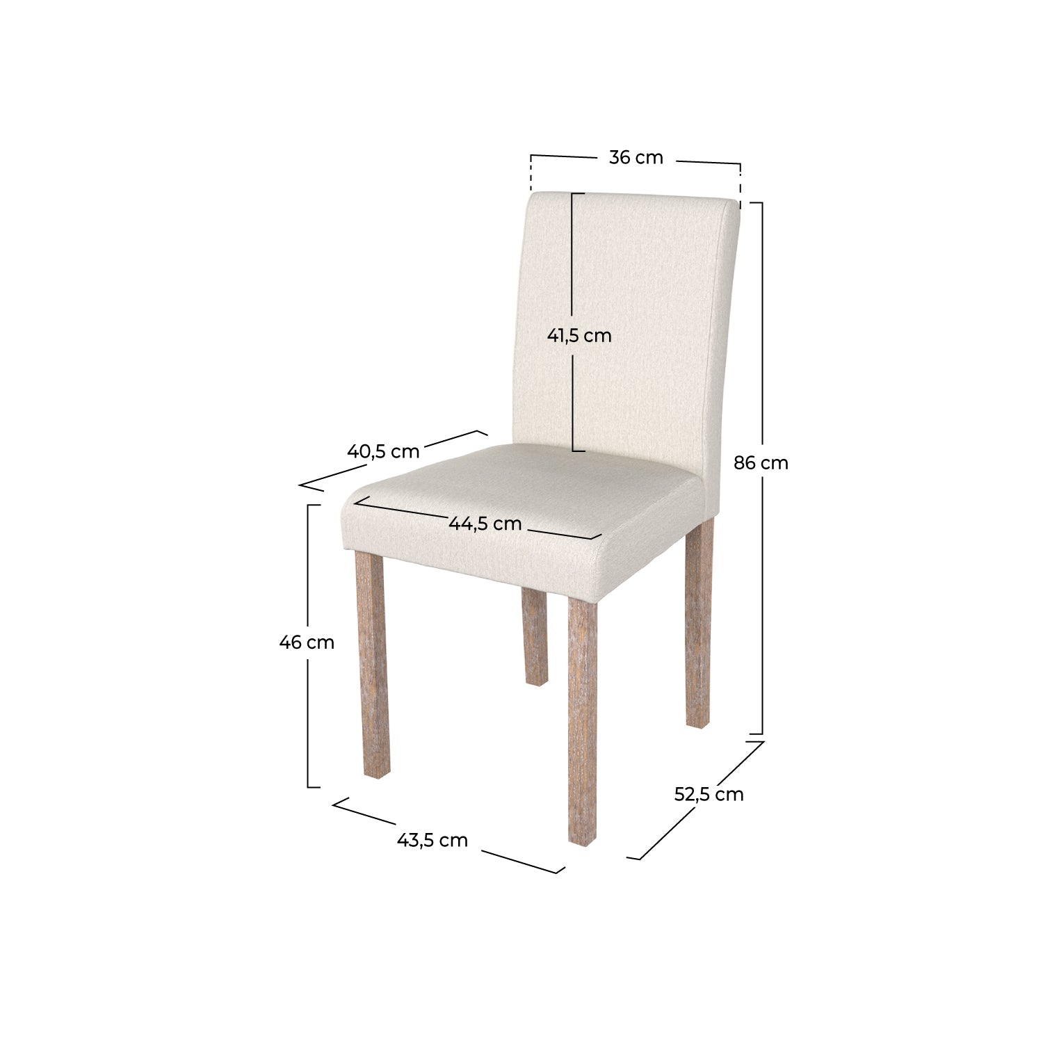 chaise en tissu beige et pieds en bois chene