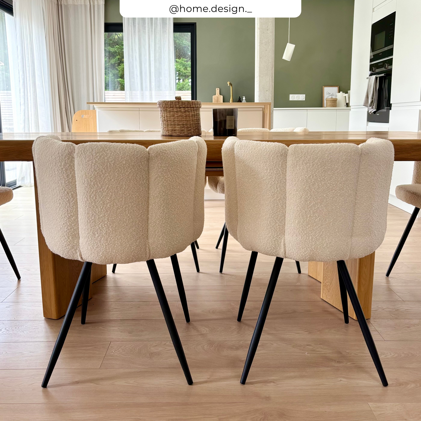 chaise en tissu boucle beige lot de 2 cosette