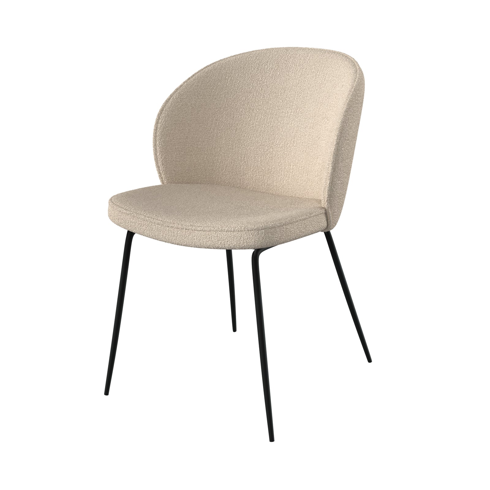 chaise en tissu boucle beige pieds metal noir groom lot de 2