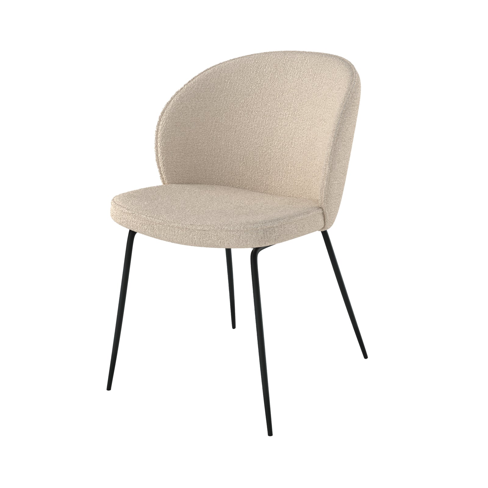 chaise en tissu boucle beige pieds noirs groom fond blanc