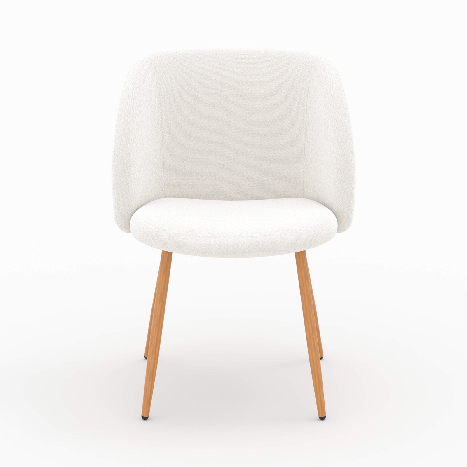 chaise en tissu boucle blanc beige pieds bois lot de 2 swan