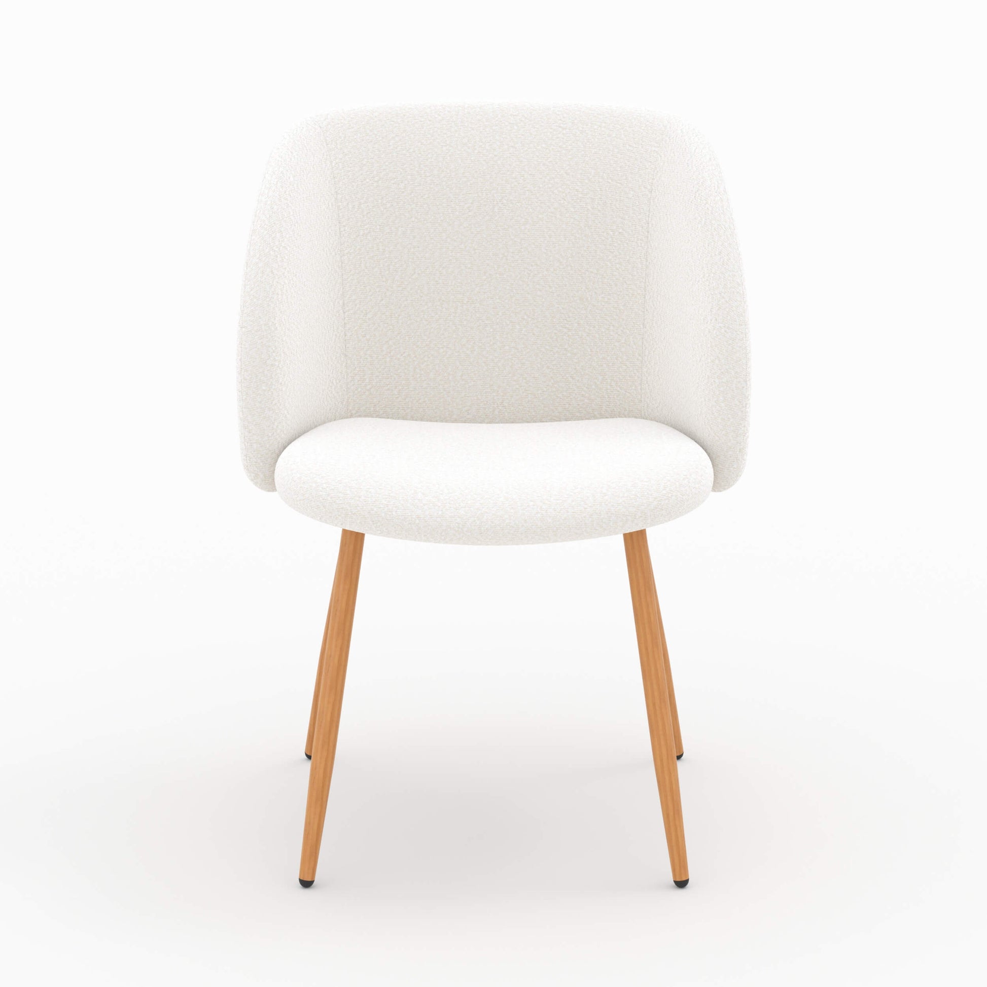 chaise en tissu boucle blanc beige pieds bois lot de 2 swan