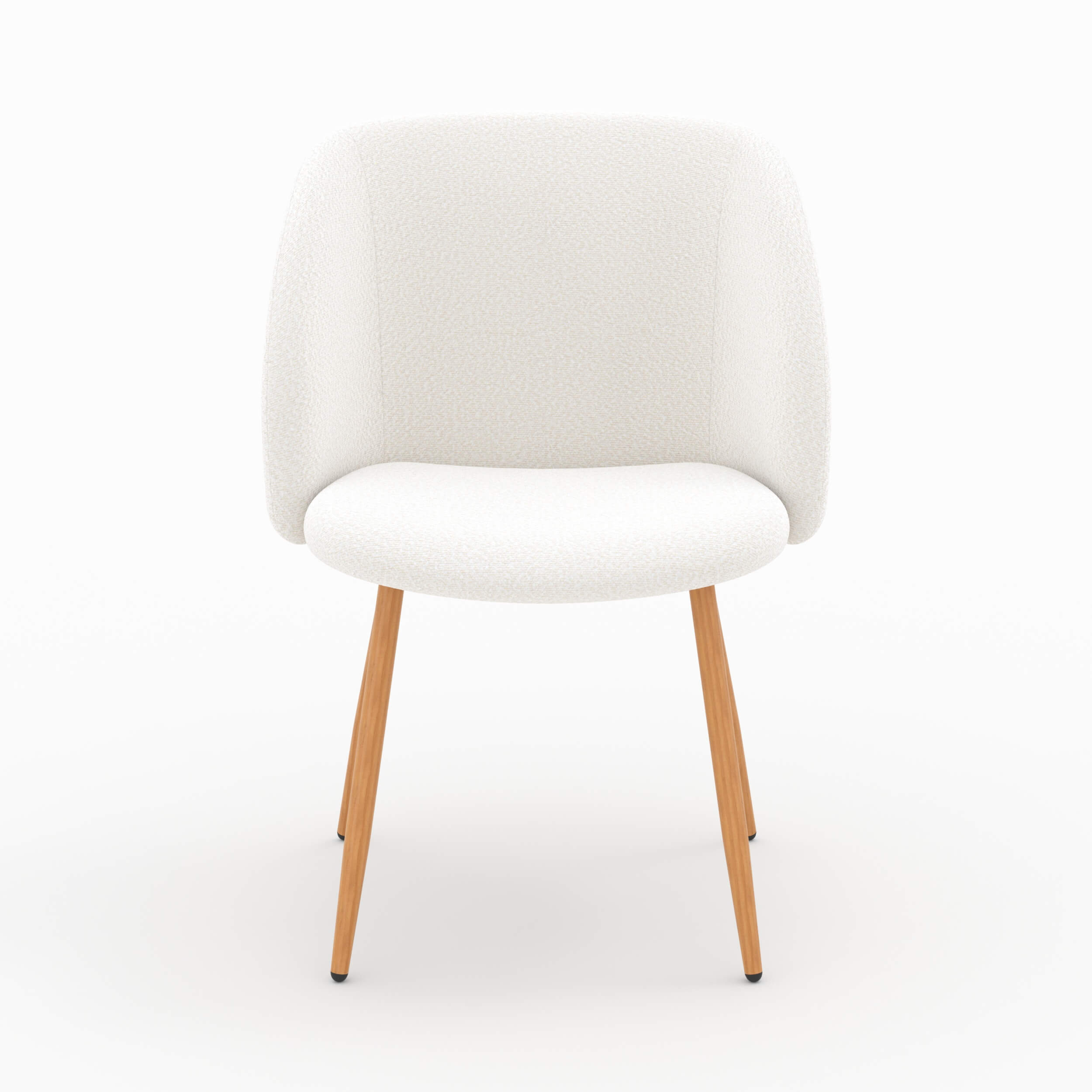 chaise en tissu boucle blanc beige pieds bois lot de 2 swan