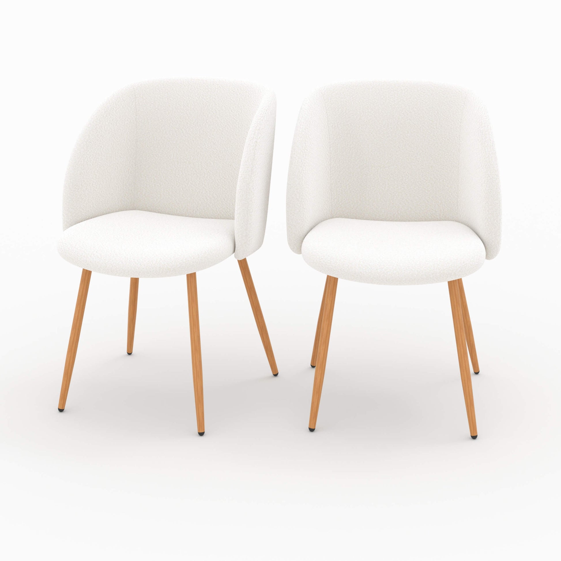 chaise en tissu boucle blanc beige swan pieds bois lot de 2