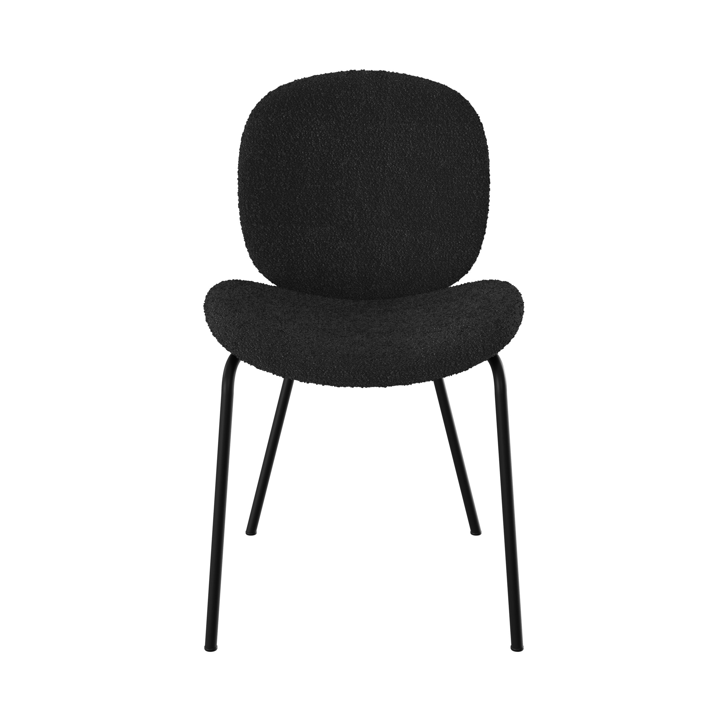 chaise en tissu boucle noir iris et pieds metal noir lot de 2