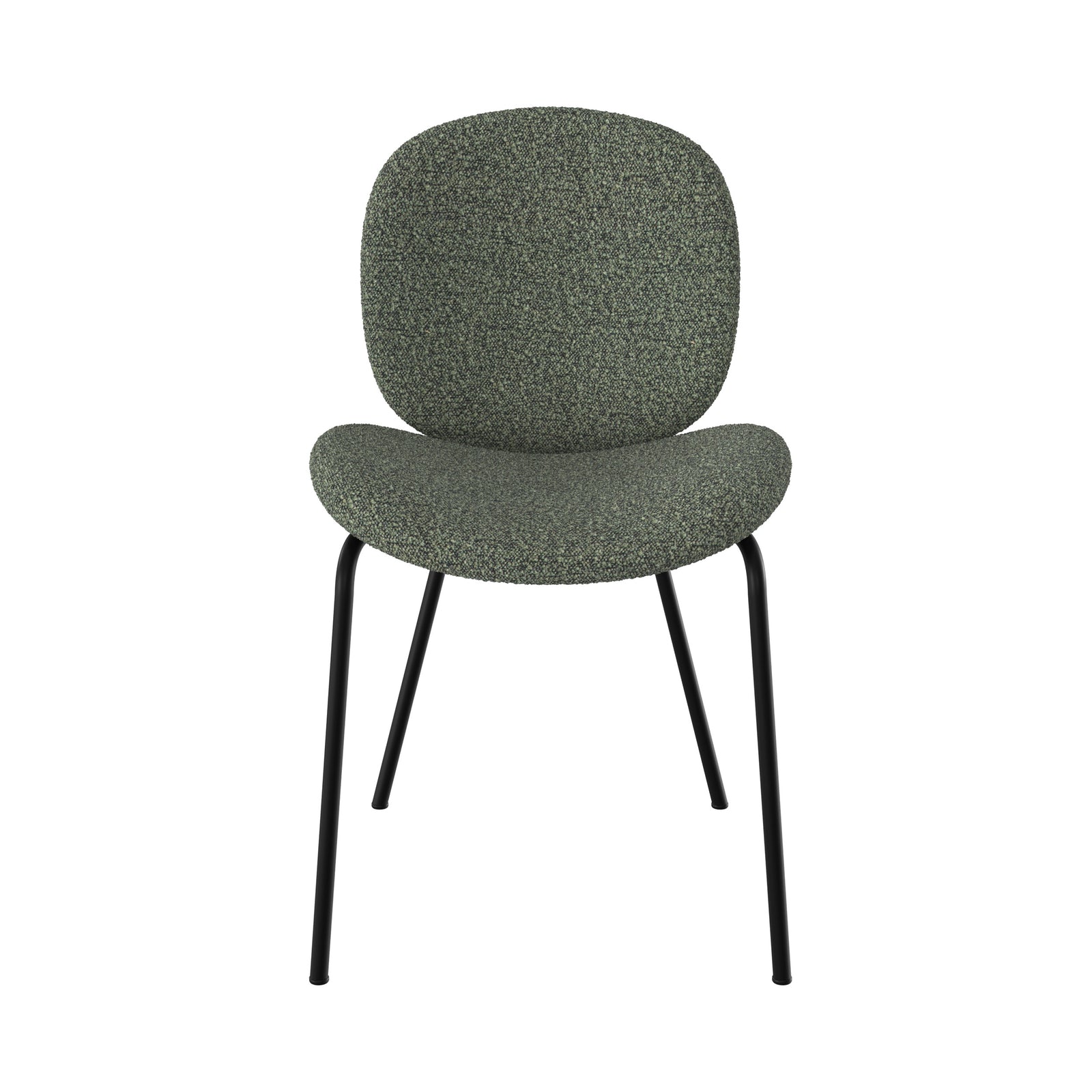 chaise en tissu boucle vert kaki iris metal noir lot de 2