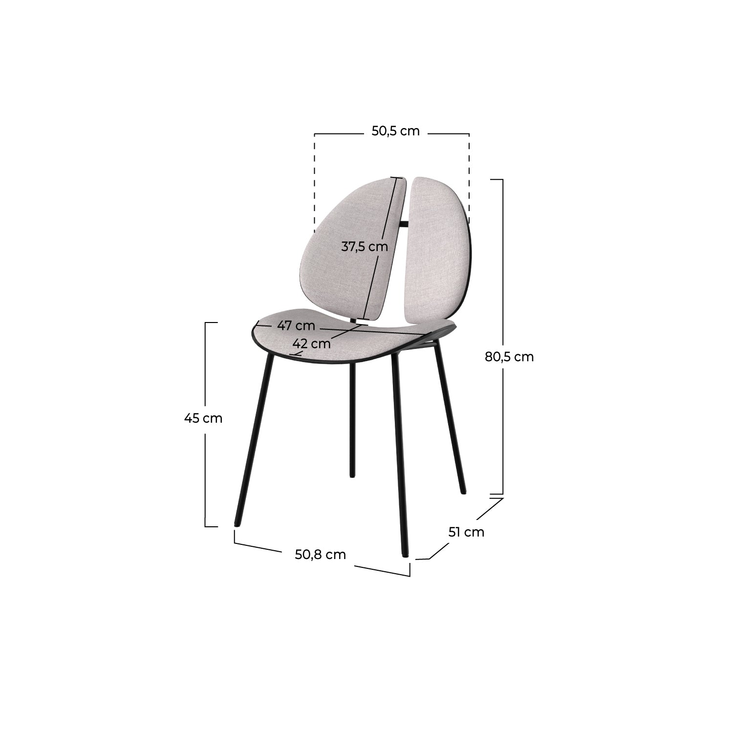 chaise en tissu gris et bois noir coccinelle