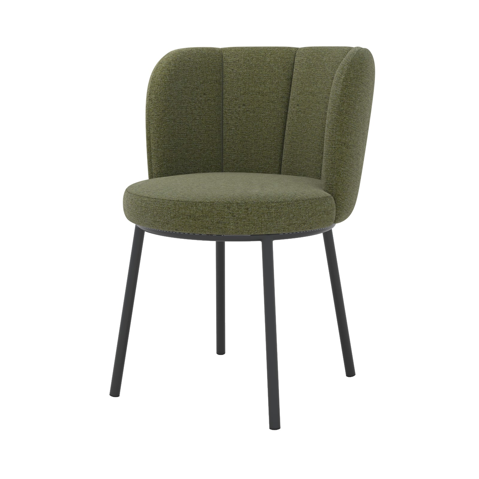 chaise en tissu vert chine olive fond blanc