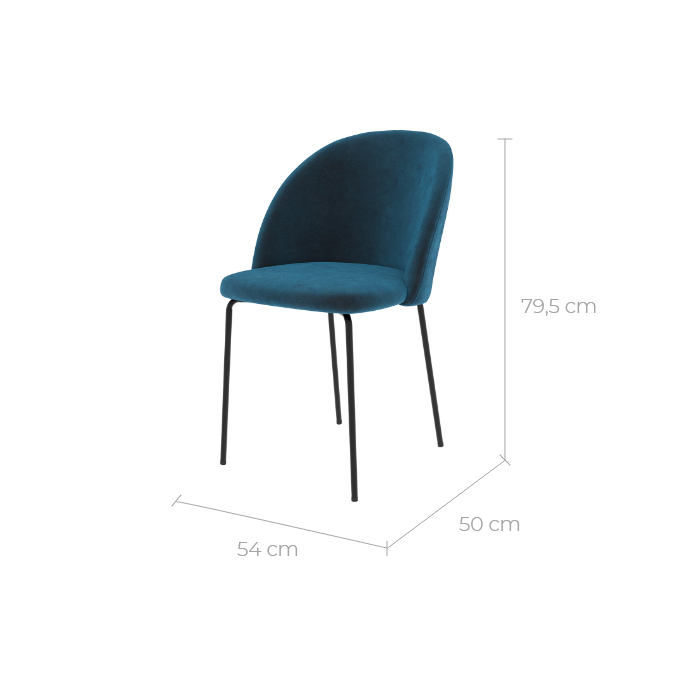 chaise en velours bleu karl lot de 2