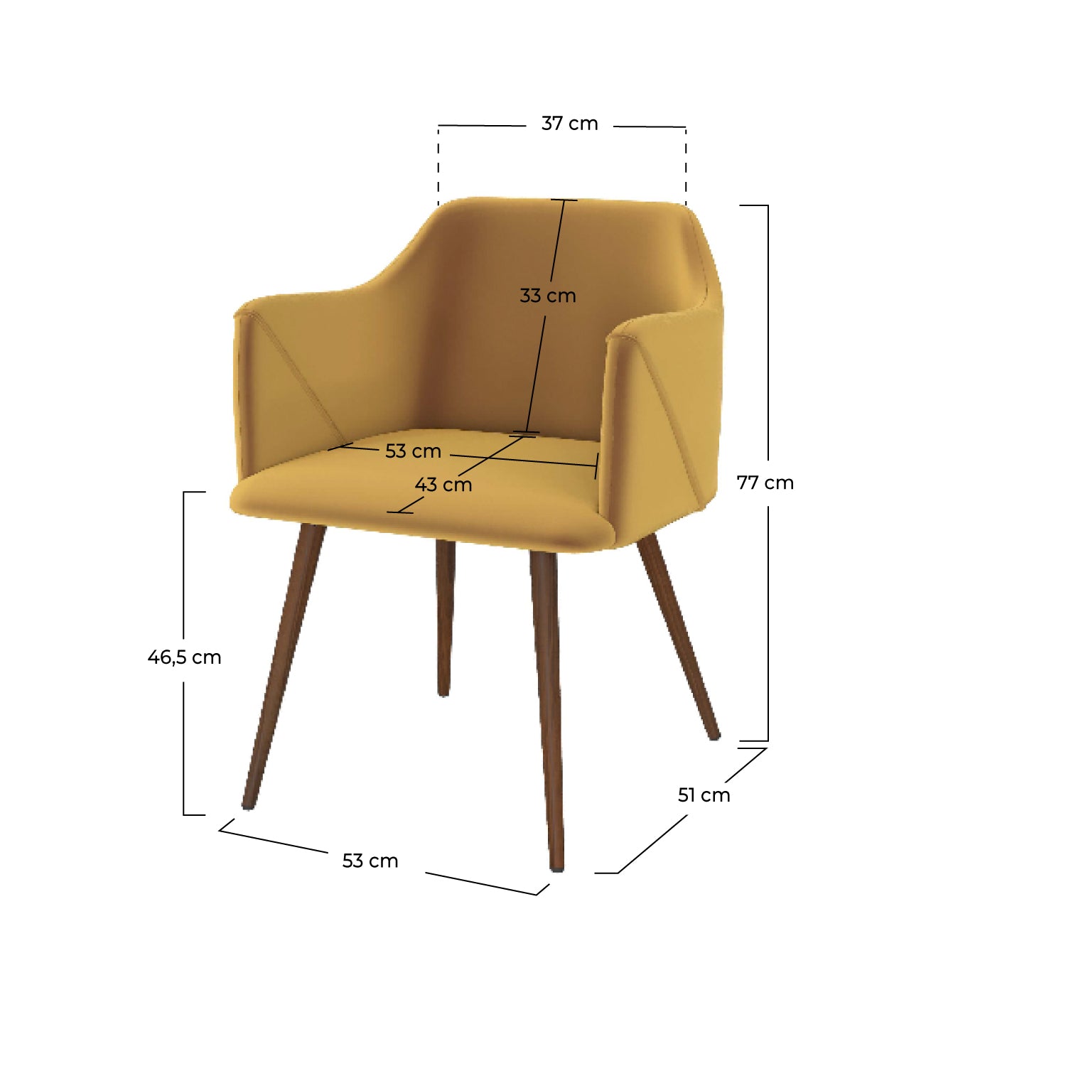 chaise en velours jaune avec accoudoirs daisy lot de 2