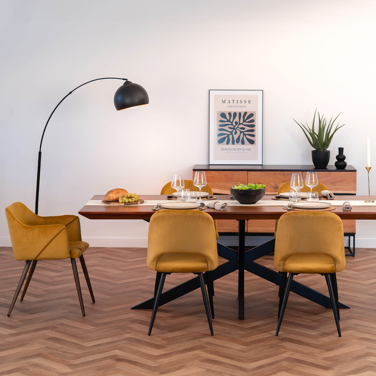 chaise en velours jaune moutarde lot de 2 daisy