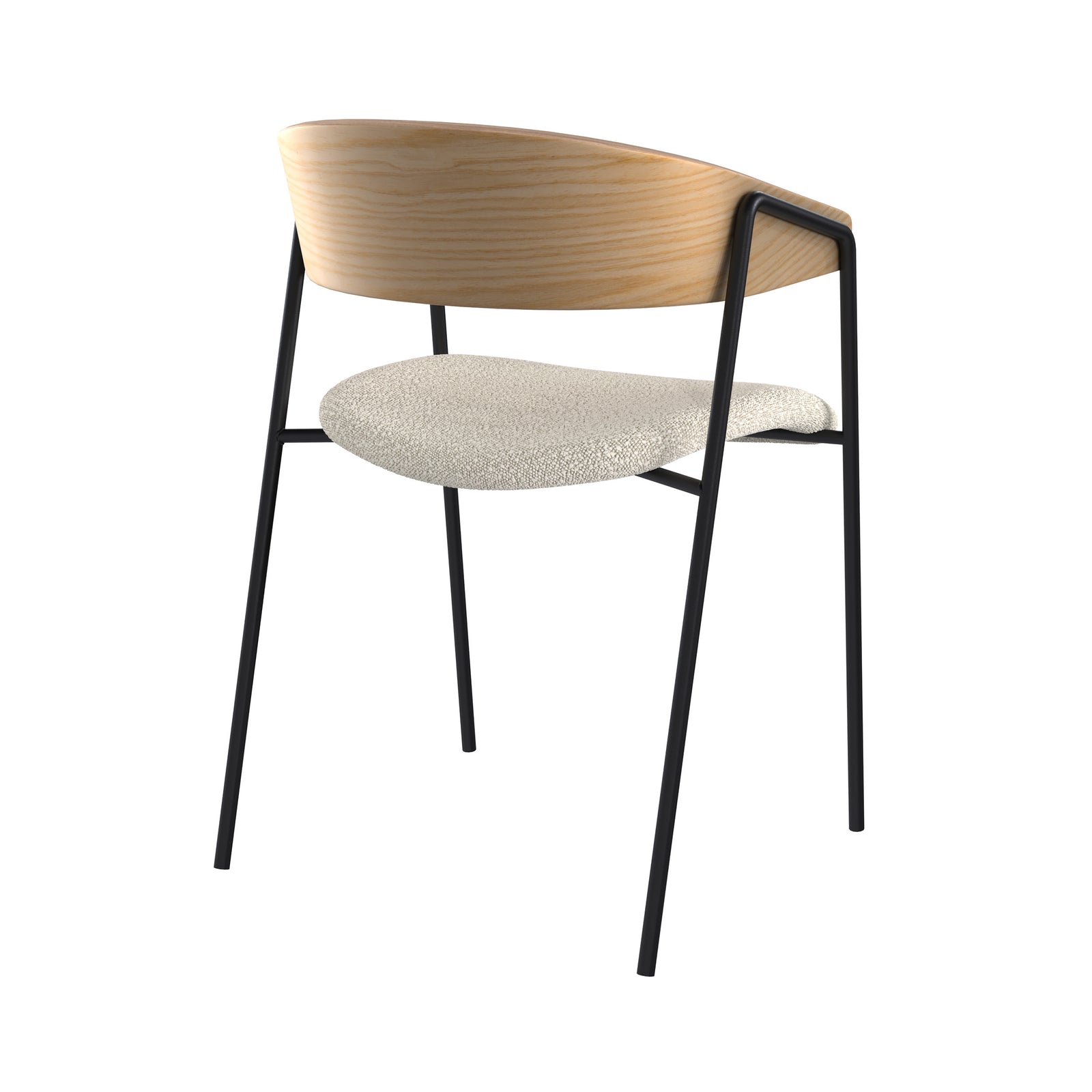 chaise esmee tissu boucle blanc bois de chene lot de 2