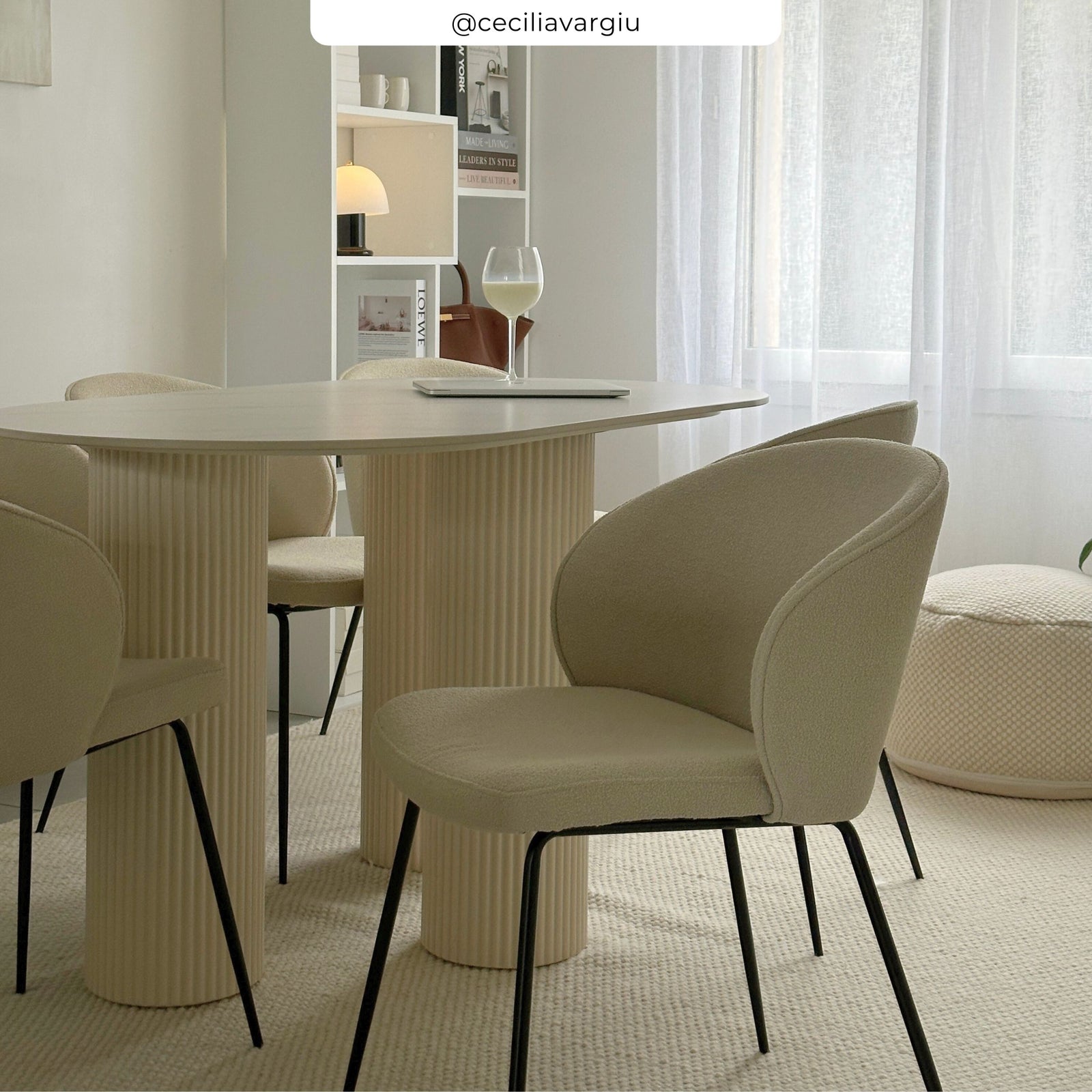 chaise groom beige en tissu bouclette lot de 2_1