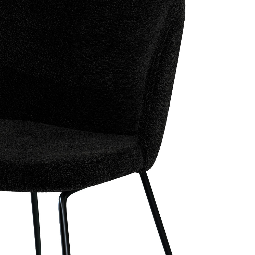 chaise groom en tissu boucl_ noir et pieds en m_tal noir