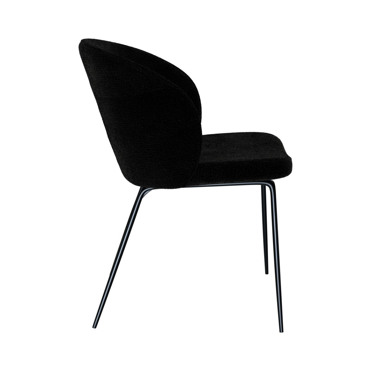 chaise groom en tissu boucl_ noir et pieds en m_tal