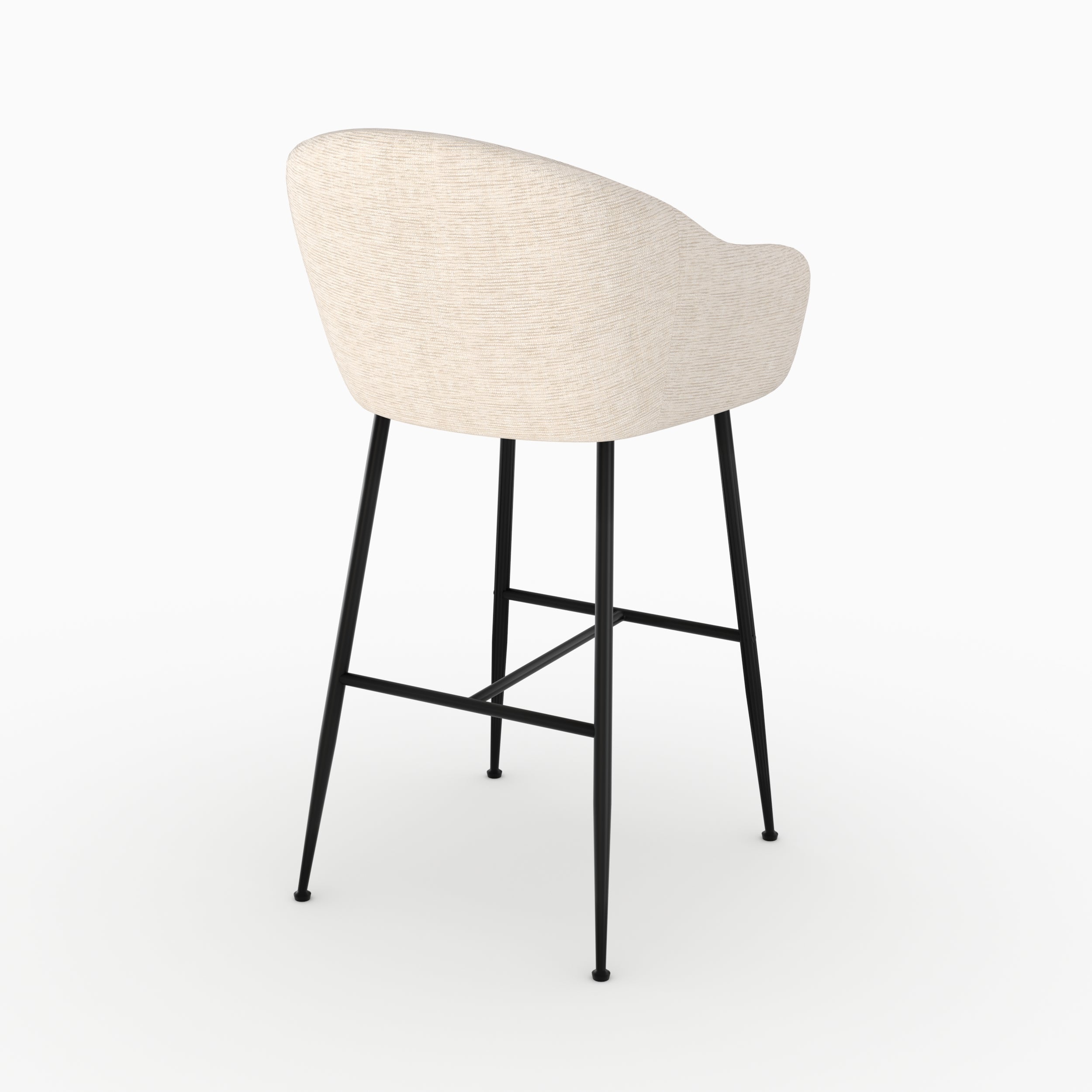 Chaise de bar Socky en tissu beige chiné 76 cm