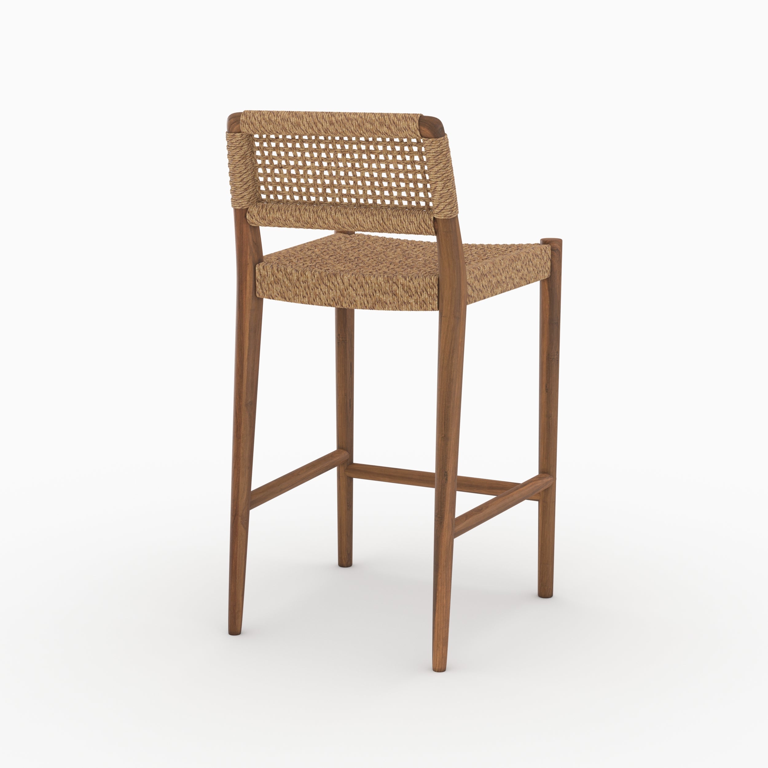 Chaise pour îlot central 65 cm Yaba en teck vernis et tissage synthétique