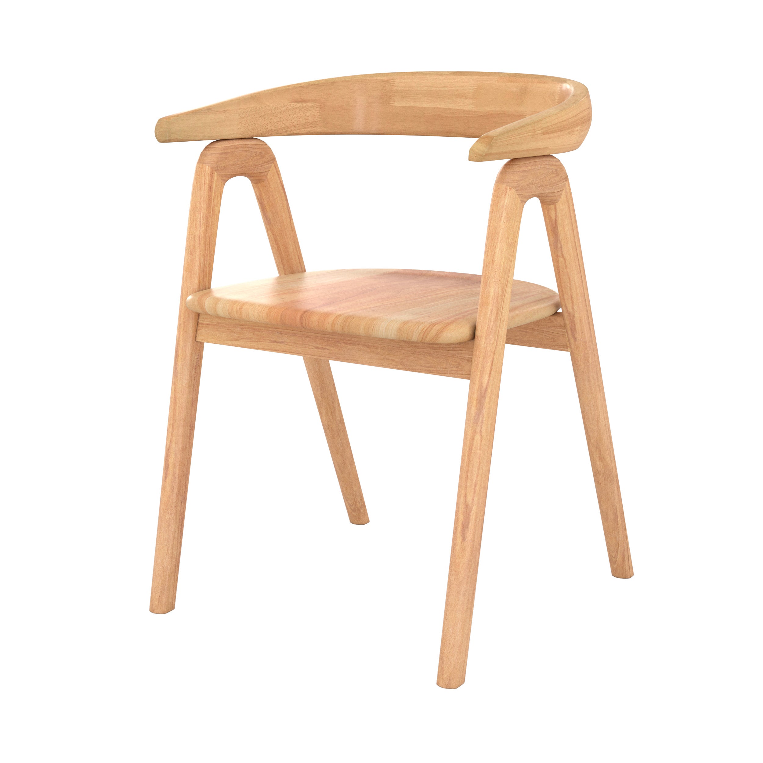 chaise hawa en bois d hevea clair avec accoudoirs fond blanc