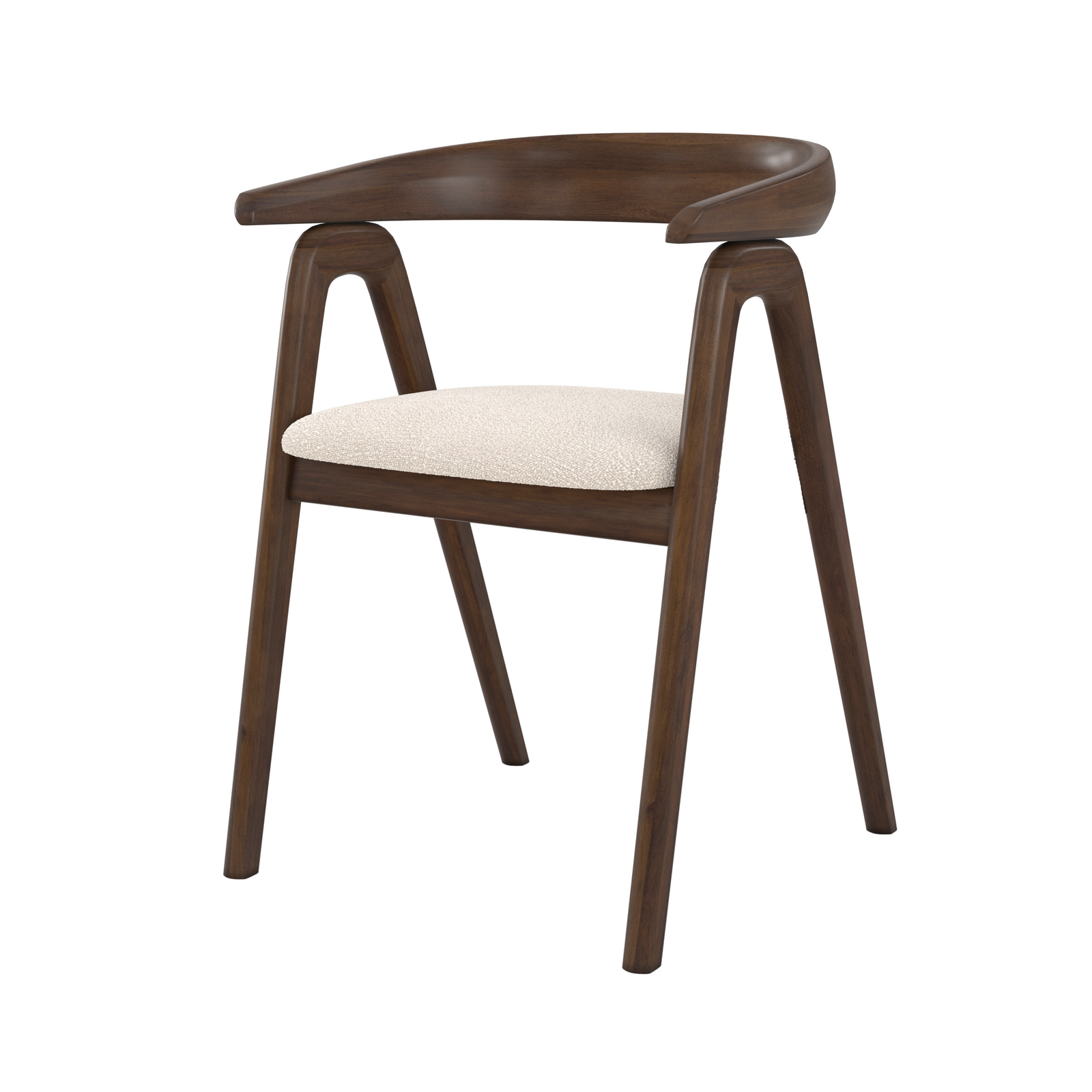 chaise hawa en bois d hevea fonce tissu boucle creme