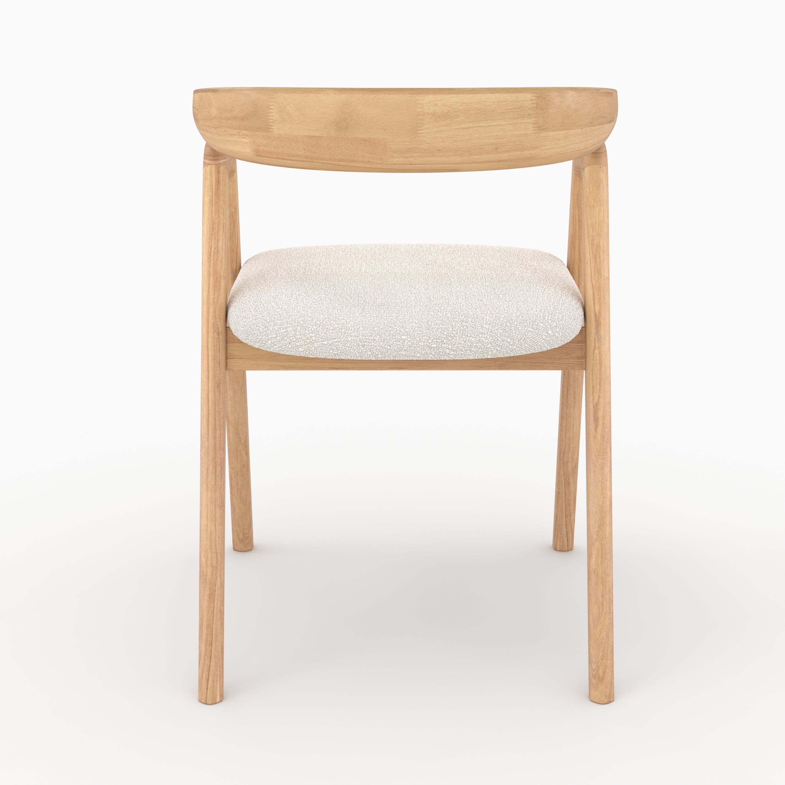 chaise hawa en bois hevea clair et tissu boucle creme