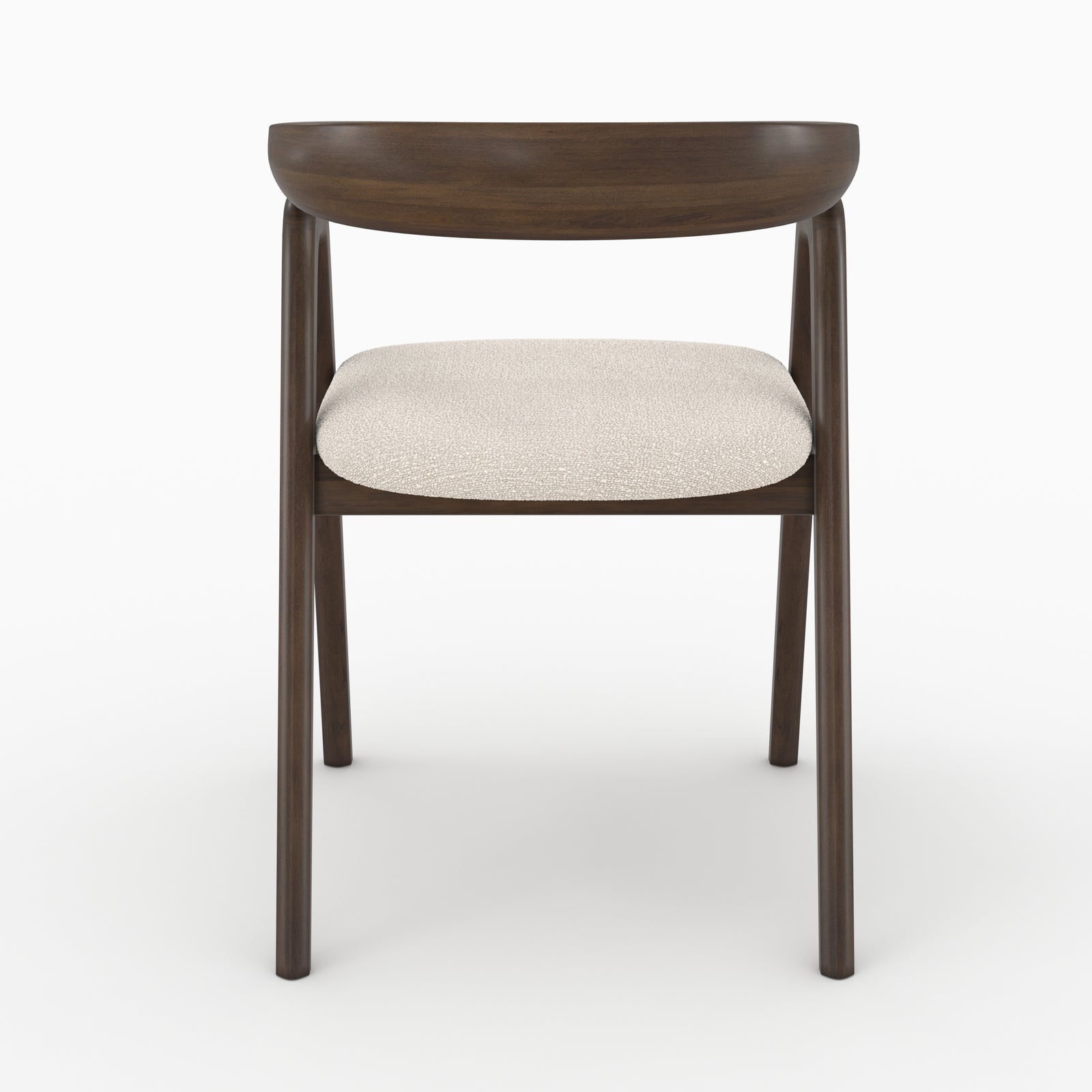 chaise hawa en tissu boucle creme bois fonce hevea