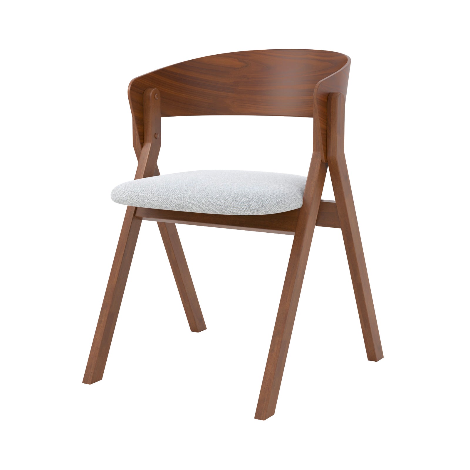 chaise heloise en bois d hevea et tissu gris clair fond blanc