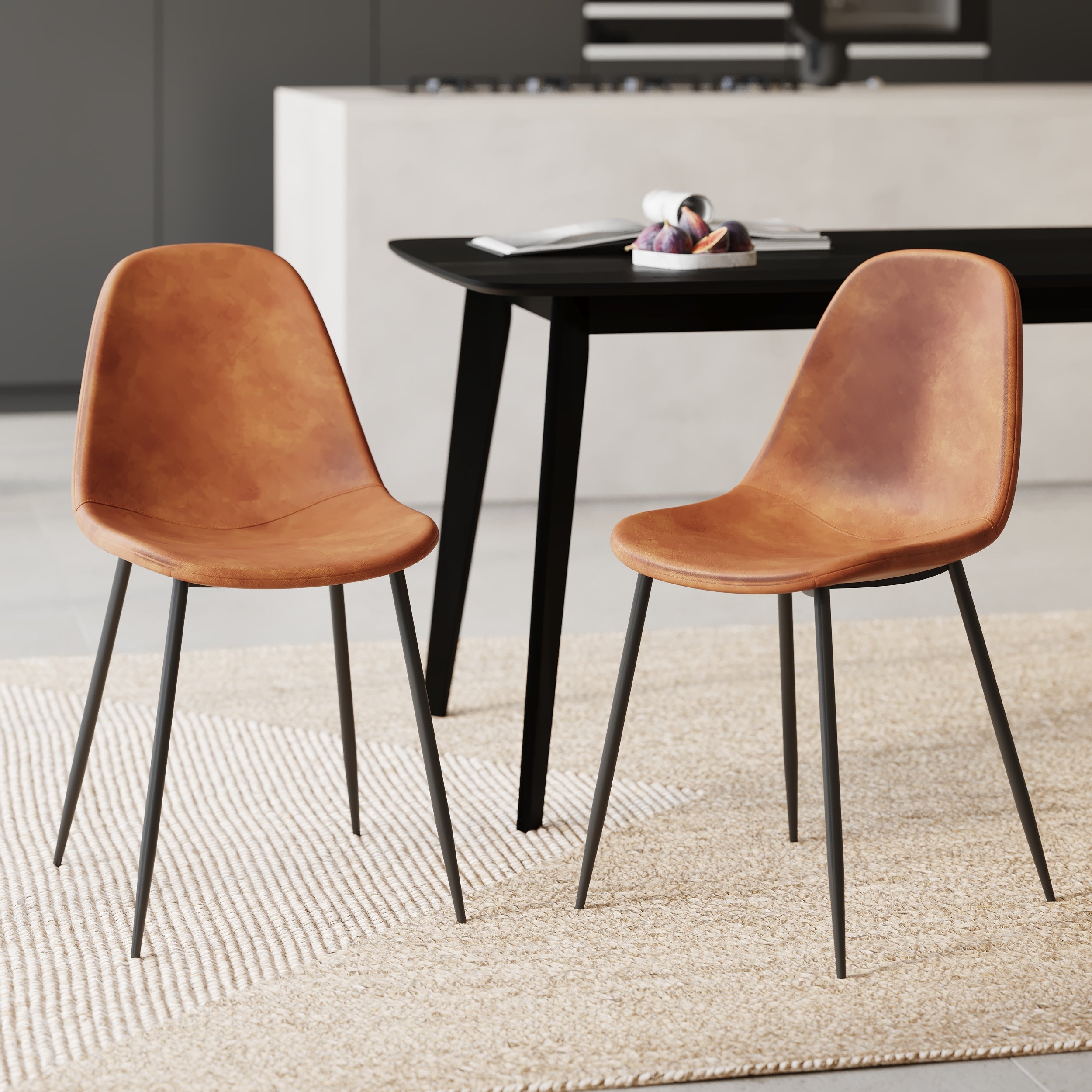 chaise henrik camel pieds noirs lot de 2 focus