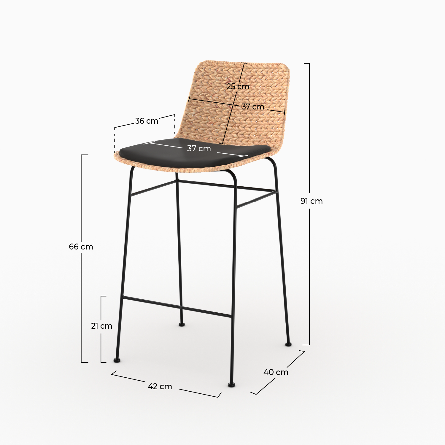 Lot de 2 chaises pour îlot central 66 cm Faro en matière naturelle