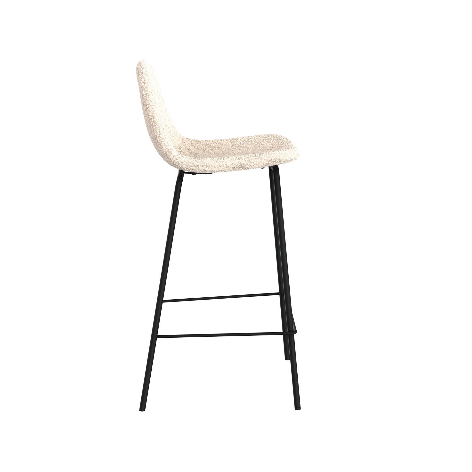 chaise ilot central en tissu boucle beige pieds noir henrik lot de 2 chaise de bar