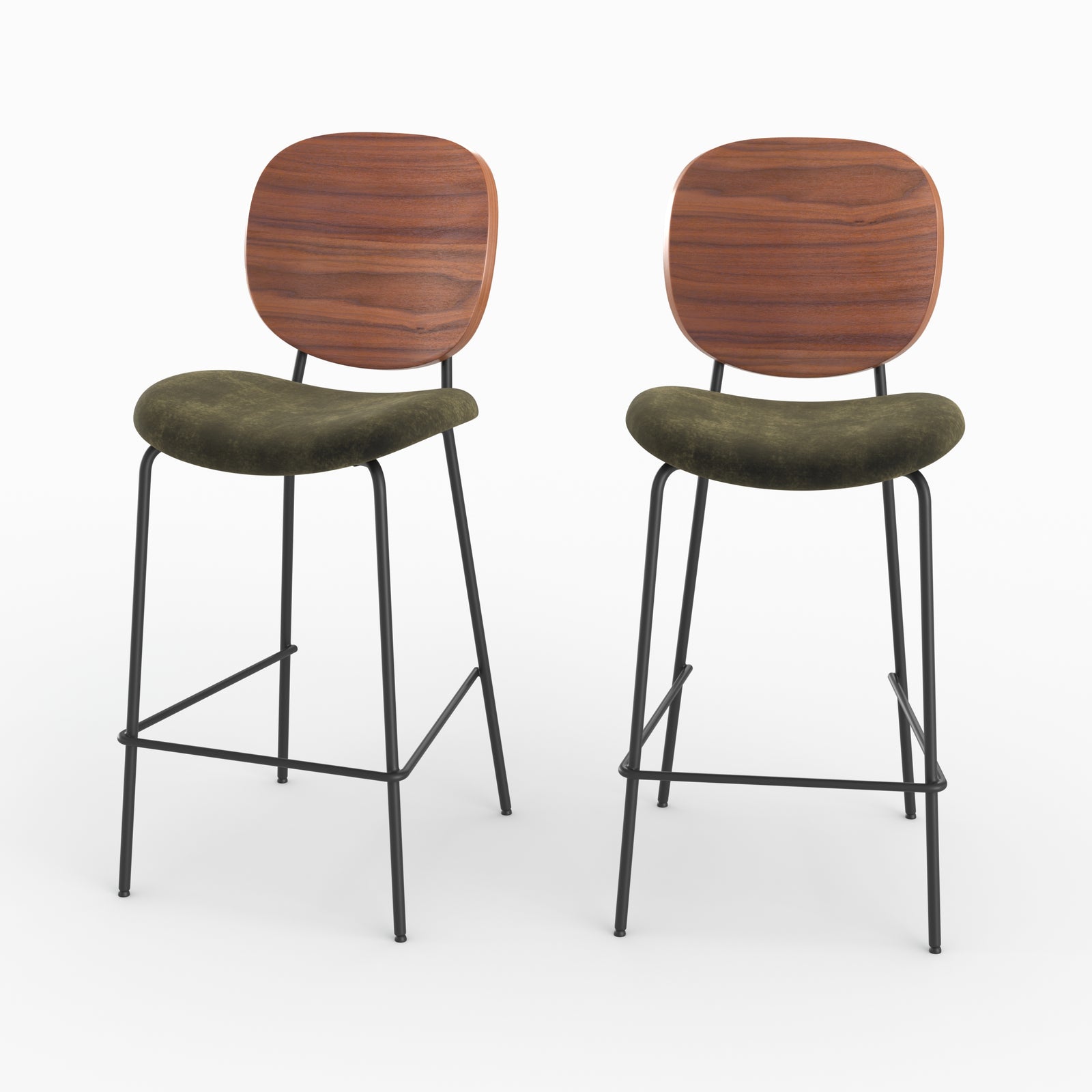 chaise ilot hauteur 65 5cm simone velours kaki lot 2