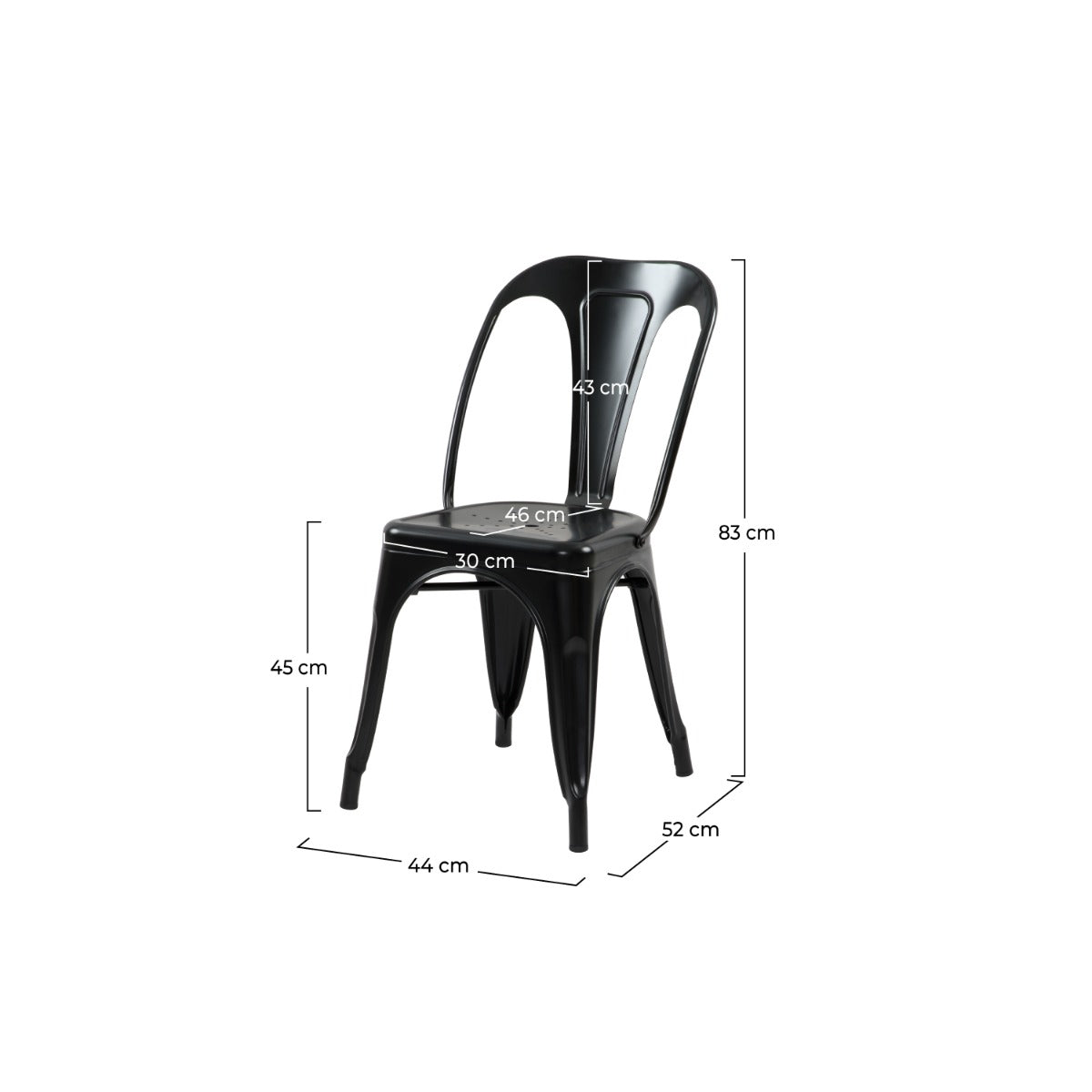 chaise indus noir mat lot de 2