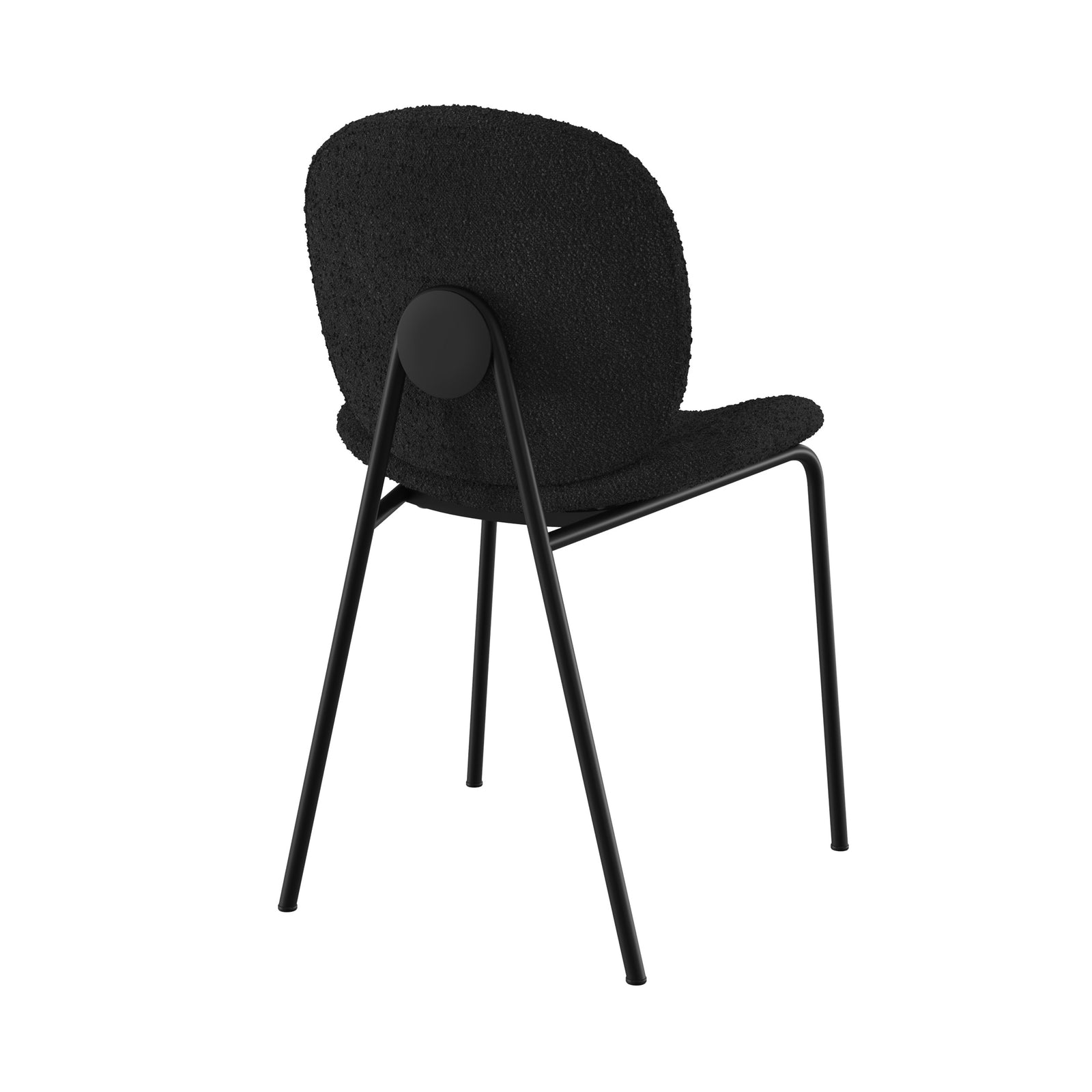 chaise iris en tissu boucle noir et pieds metal noir lot de 2