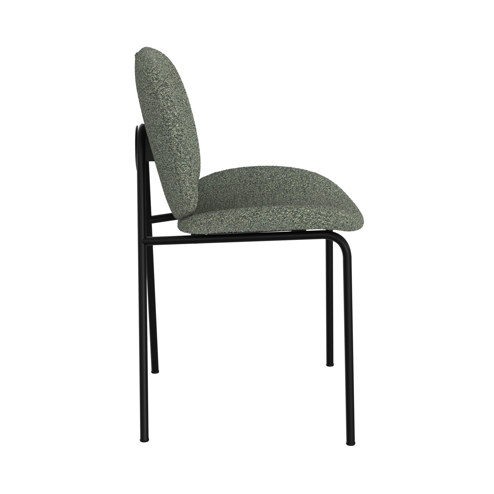 chaise iris en tissu boucle vert kaki metal noir lot de 2