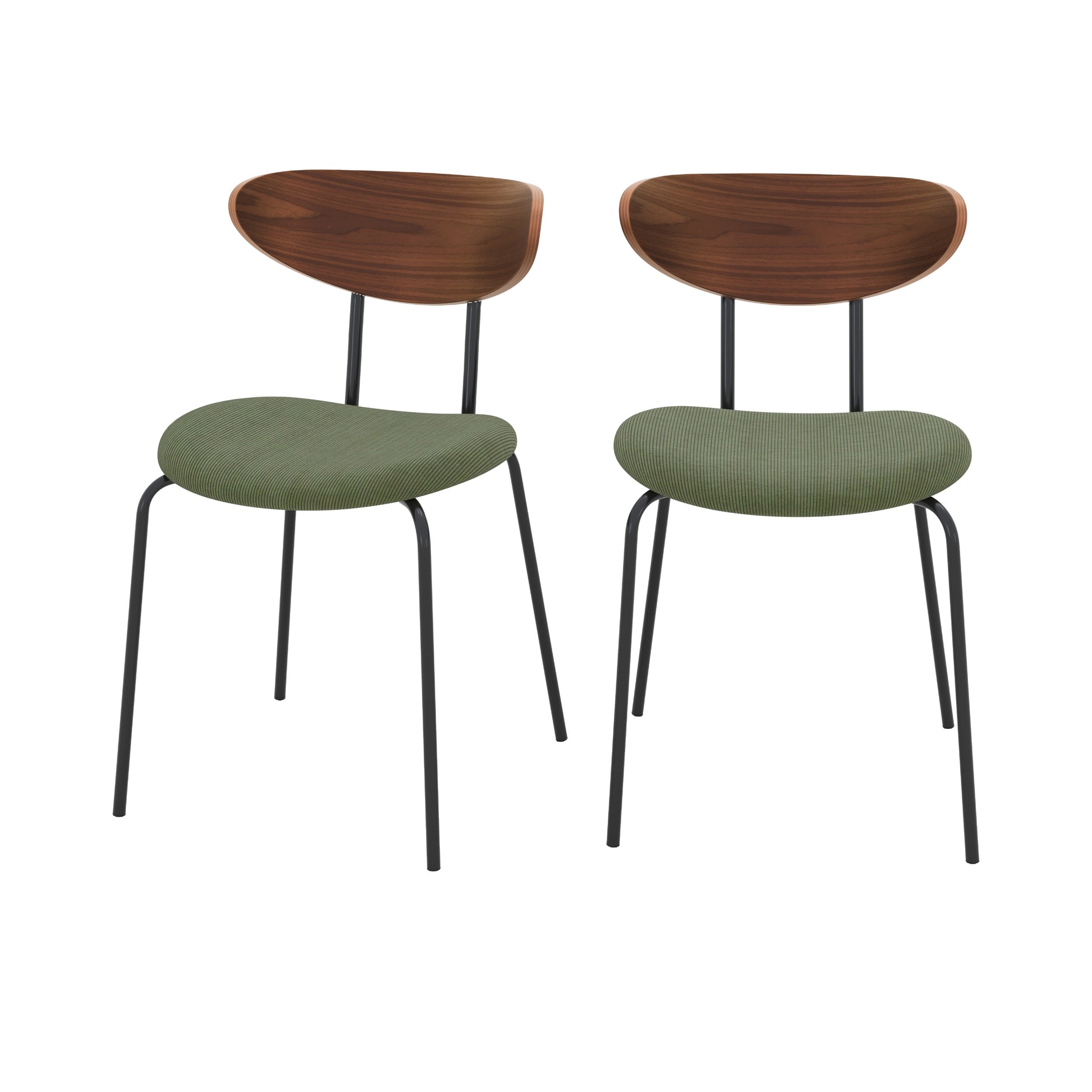 chaise jade en velorus vert kaki dossier en bois lot de 2 fond blanc