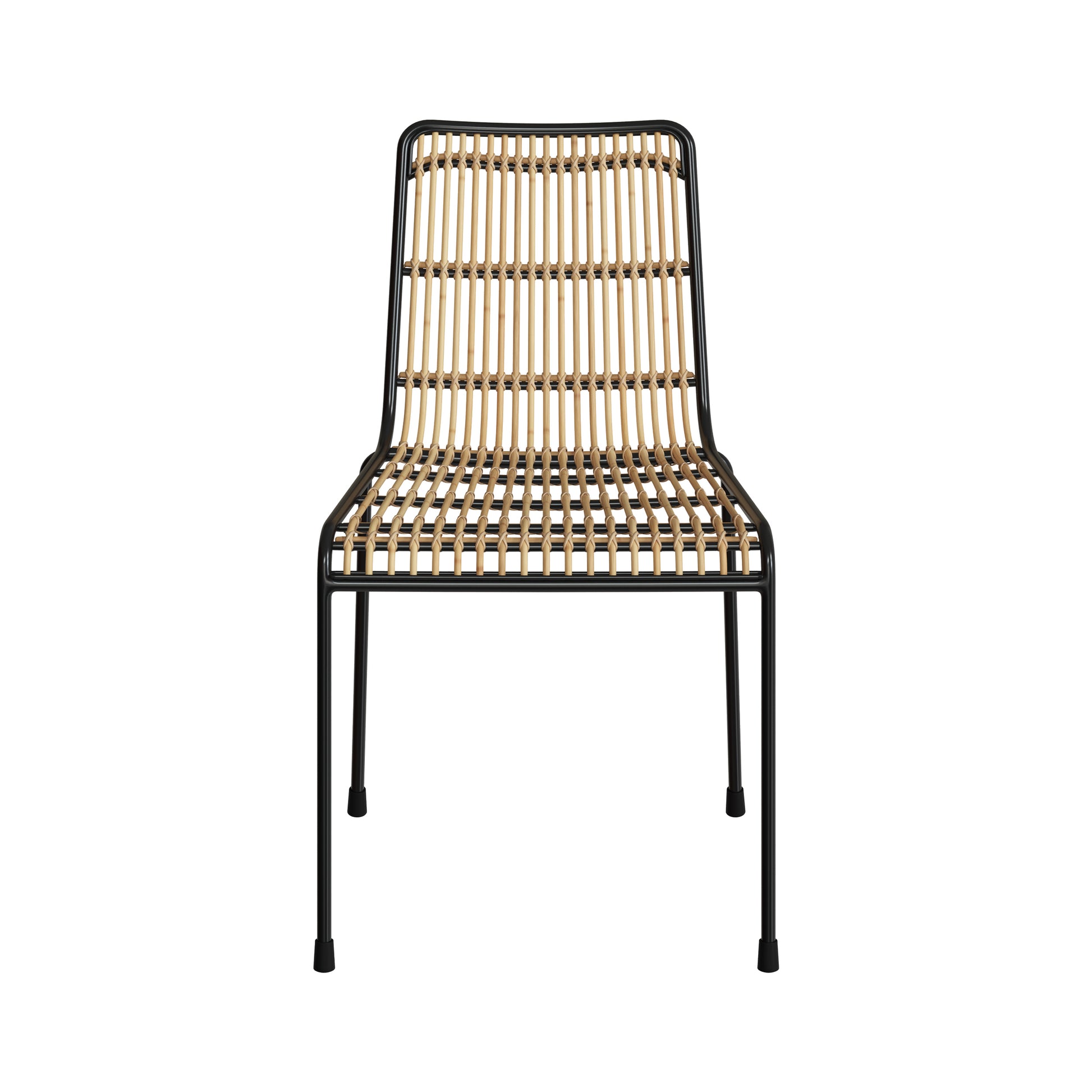 chaise jouve en rotin et metal noir confortable