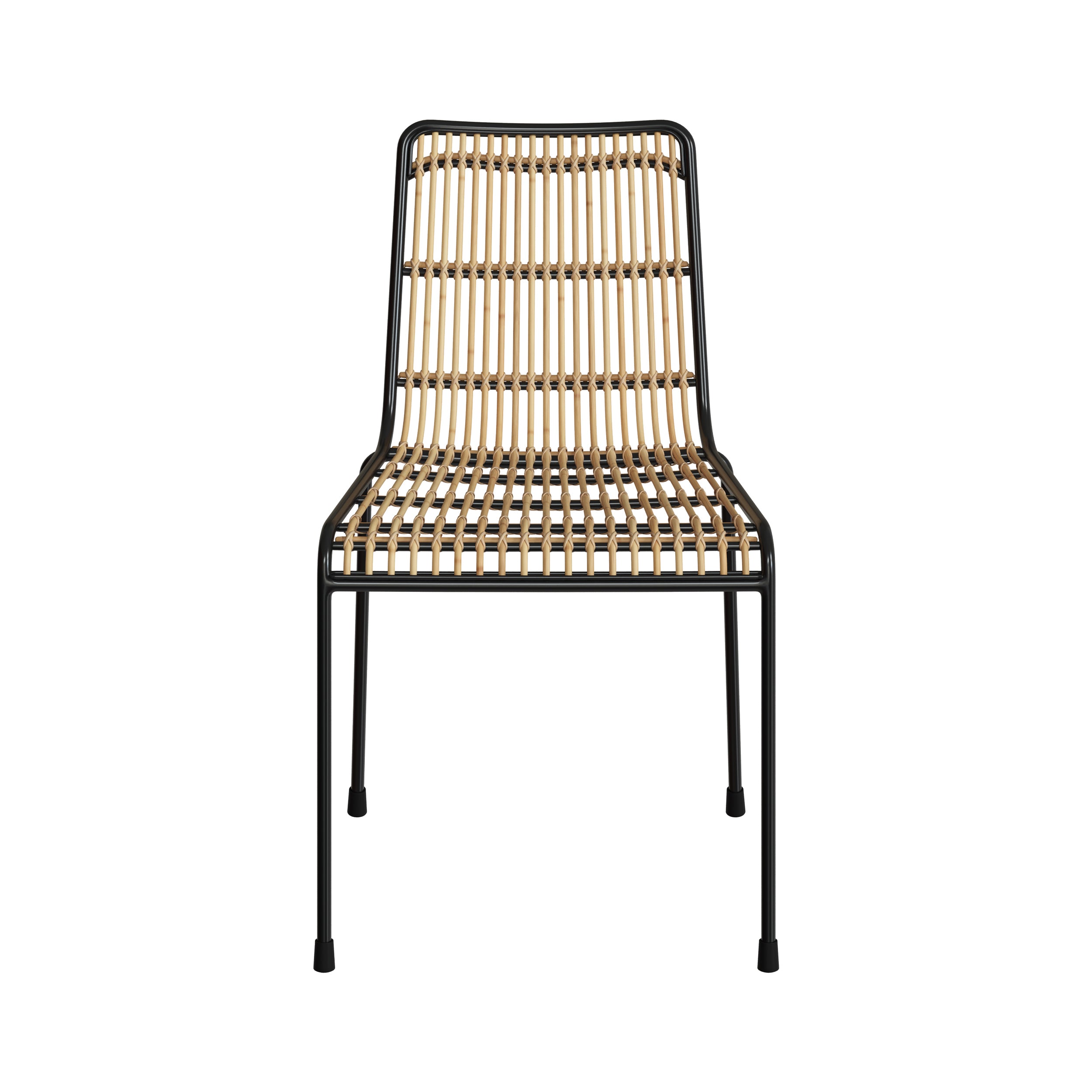 chaise jouve en rotin et metal noir confortable