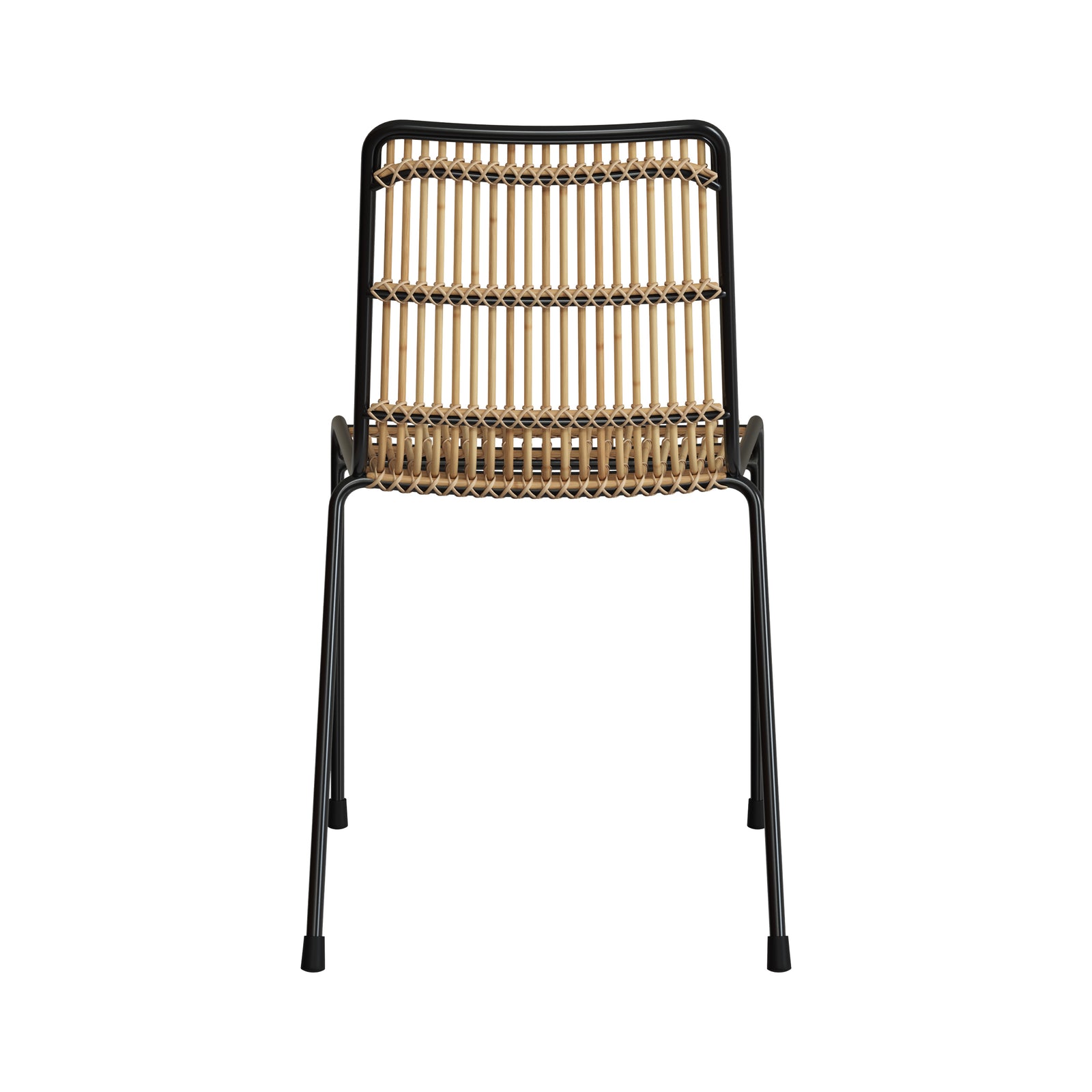 chaise jouve lot de 2 en rotin et metal noir